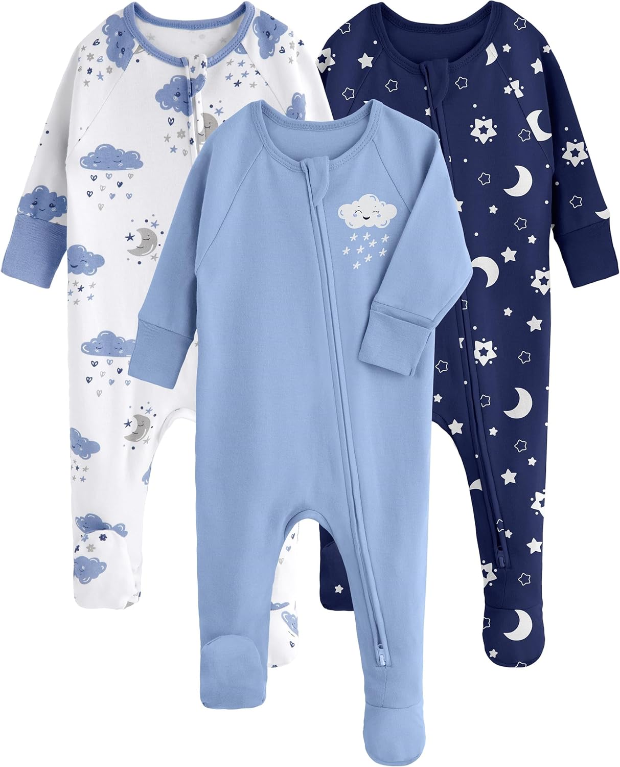 Yoofoss Baby Pajamas 100% Organic Cotton Baby Sleepers for Newborn 0-3 3-6 6-9 Months Boys Girl Clothes 3pcs Footed PJs
