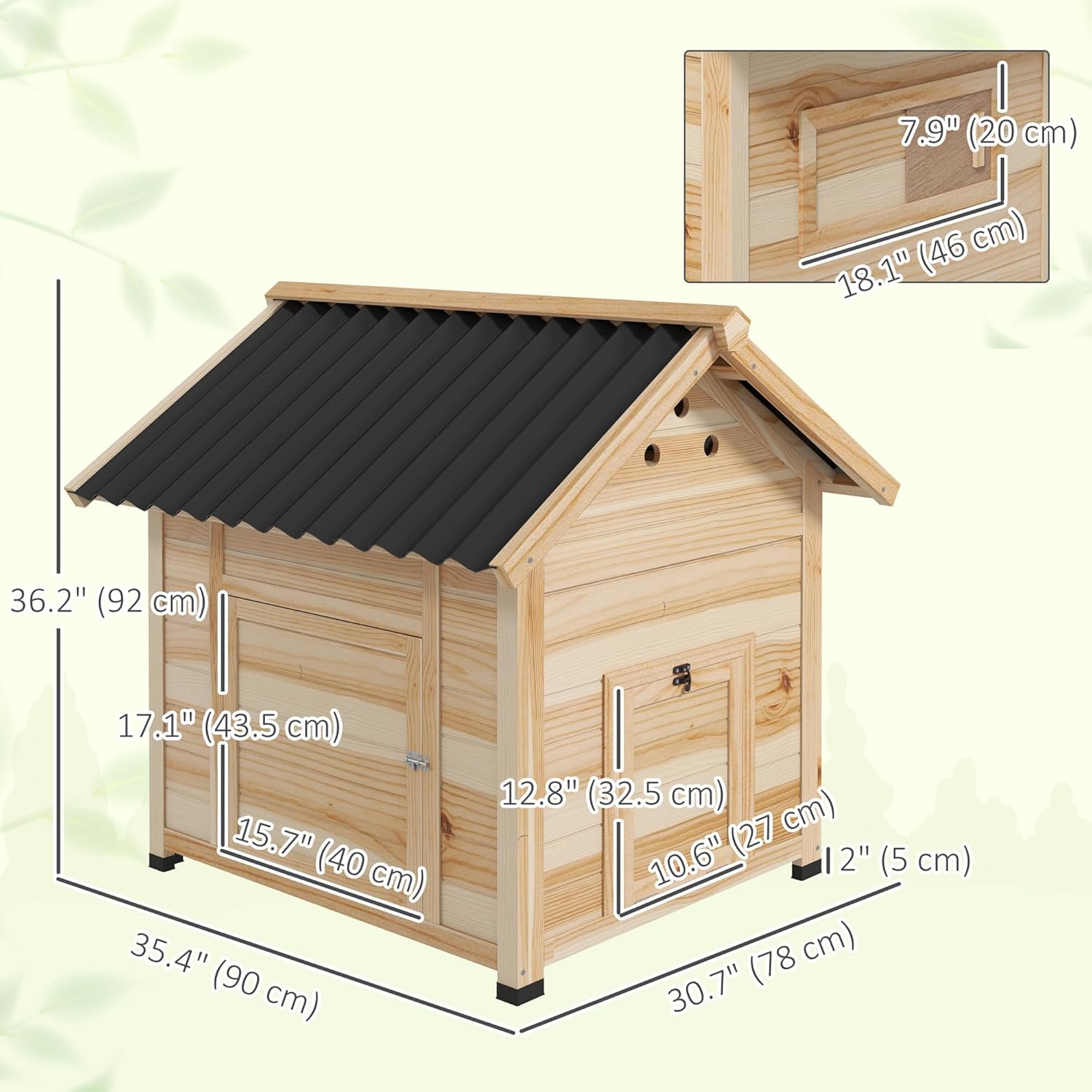 PawHut Duck Coop, Wooden Duck House, Outdoor Small Animal House with Openable Roof, Double Doors, Removable Base for 1-3 Ducks, Chickens, Rabbits, Cats, Natural Wood