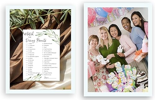 Miniatura 4 de GREENERY - Juego de 25 juegos para baby shower, diseño floral neutro de género, rama de hojas verdes, divertido para combinar con los padres de