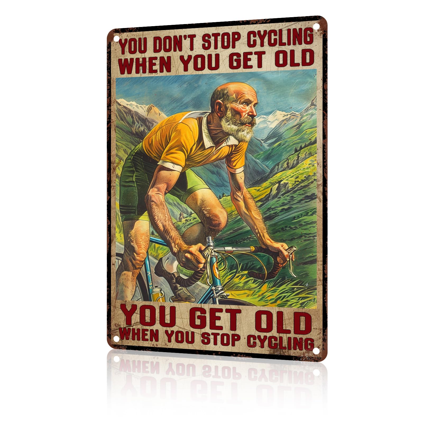 Anceky Funny Signs Cycling You Don't Stop Cycling When You Get Old Metal Tin Sign Vintage Aluminum Sign Wall Decor for Cafe Office Yard Man Cave Garage Bathroom 12×16 Inch