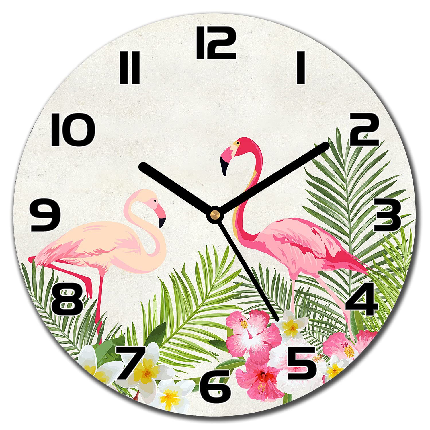 Horloge en verre cuisine et salon moderne Coloray motif floral vintage 30 cm
