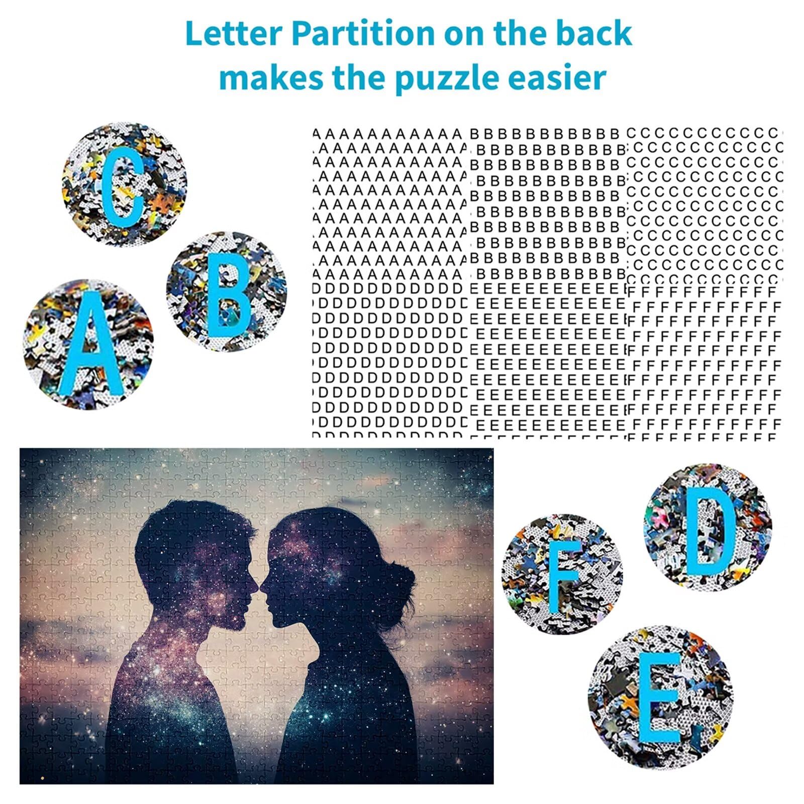 Puzzle 2000 Pezzi Coppia Puzzle Adulti Sfida Impossibili Jigsaws Sogno Classica 3D Pattern Art Jigsaws per Divertimento Adulti e Bambina, Gioco Familiare, Festa Aziendale, Amore e Amico 100x70cm C-607