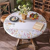 Vista 2 de ARTABLE Funda para mesa redonda, bordes elásticos, mesas ajustables, impermeables, flores vintage para acampar al aire libre, viaje, mesa de patio