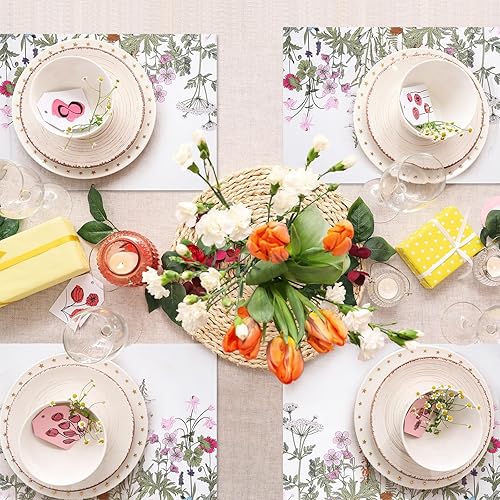 Miniatura 6 de Moinchore Paquete de 100 manteles individuales de papel con flores silvestres para mesa de comedor, manteles individuales desechables florales