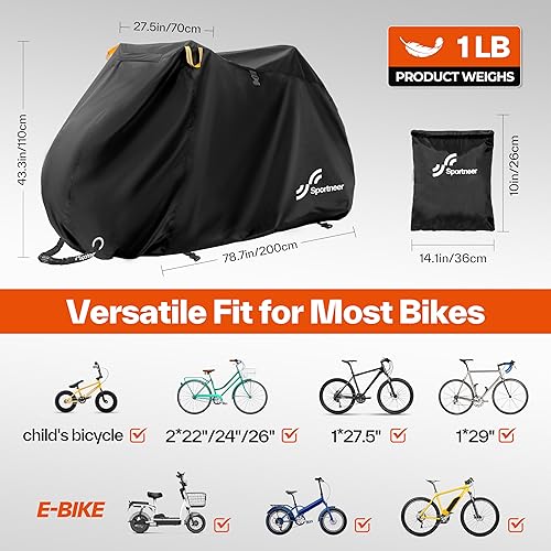 Miniatura 4 de Sportneer Cubierta para bicicleta Fundas impermeables para bicicletas al aire libre con orificio de bloqueo y bolsa de almacenamiento, cubiertas de