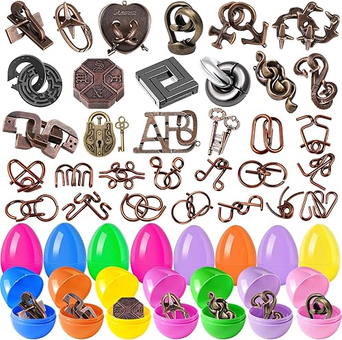 Miniatura 11 de Juego de 9 piezas de rompecabezas de metal para el cerebro y el cerebro, juego de regalo para adultos y adolescentes