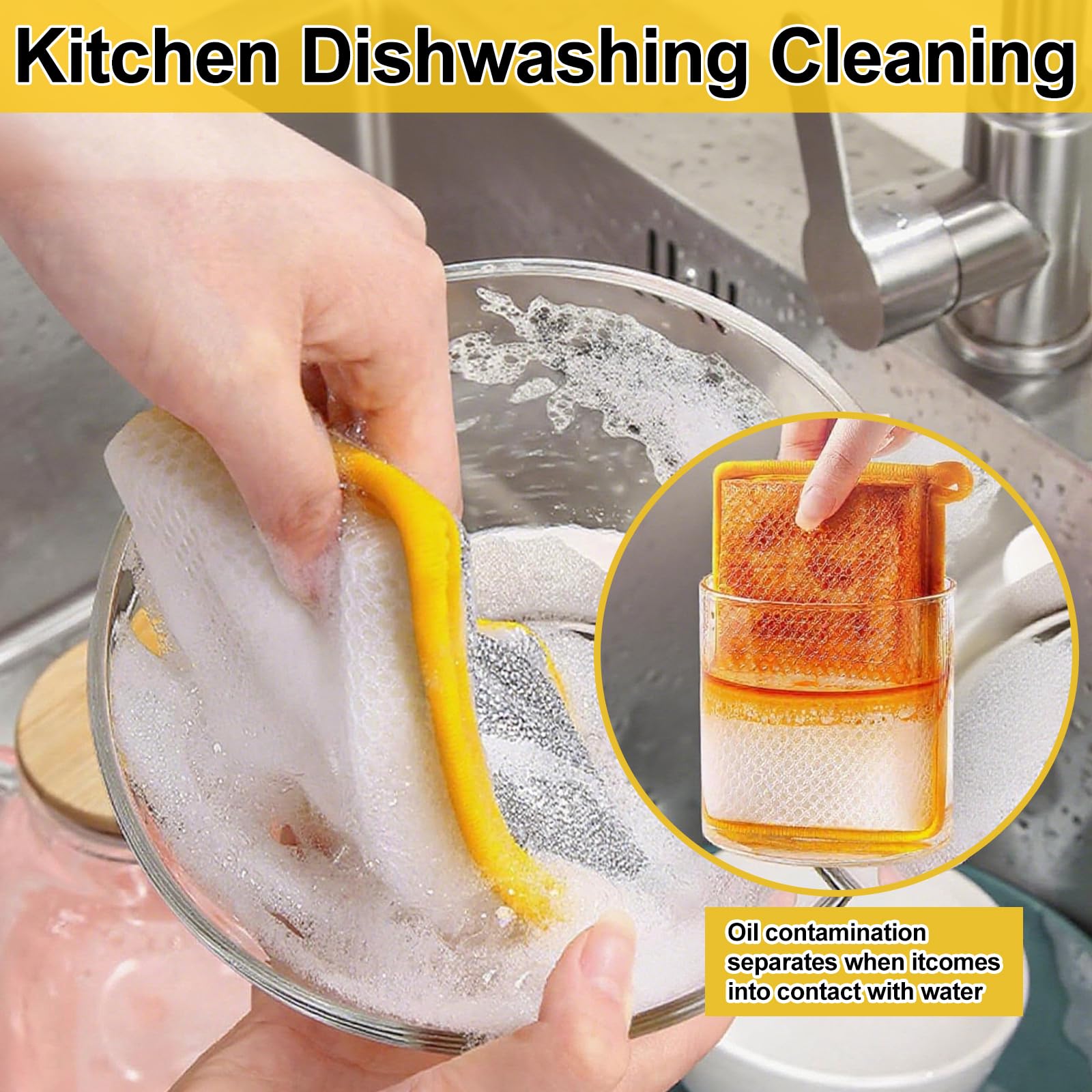 Washing Up Sponge, Double-Sided Kitchen And Bathroom Cleaning Pad, Non-Scratch Bowl Dish Dishcloth - Image 2