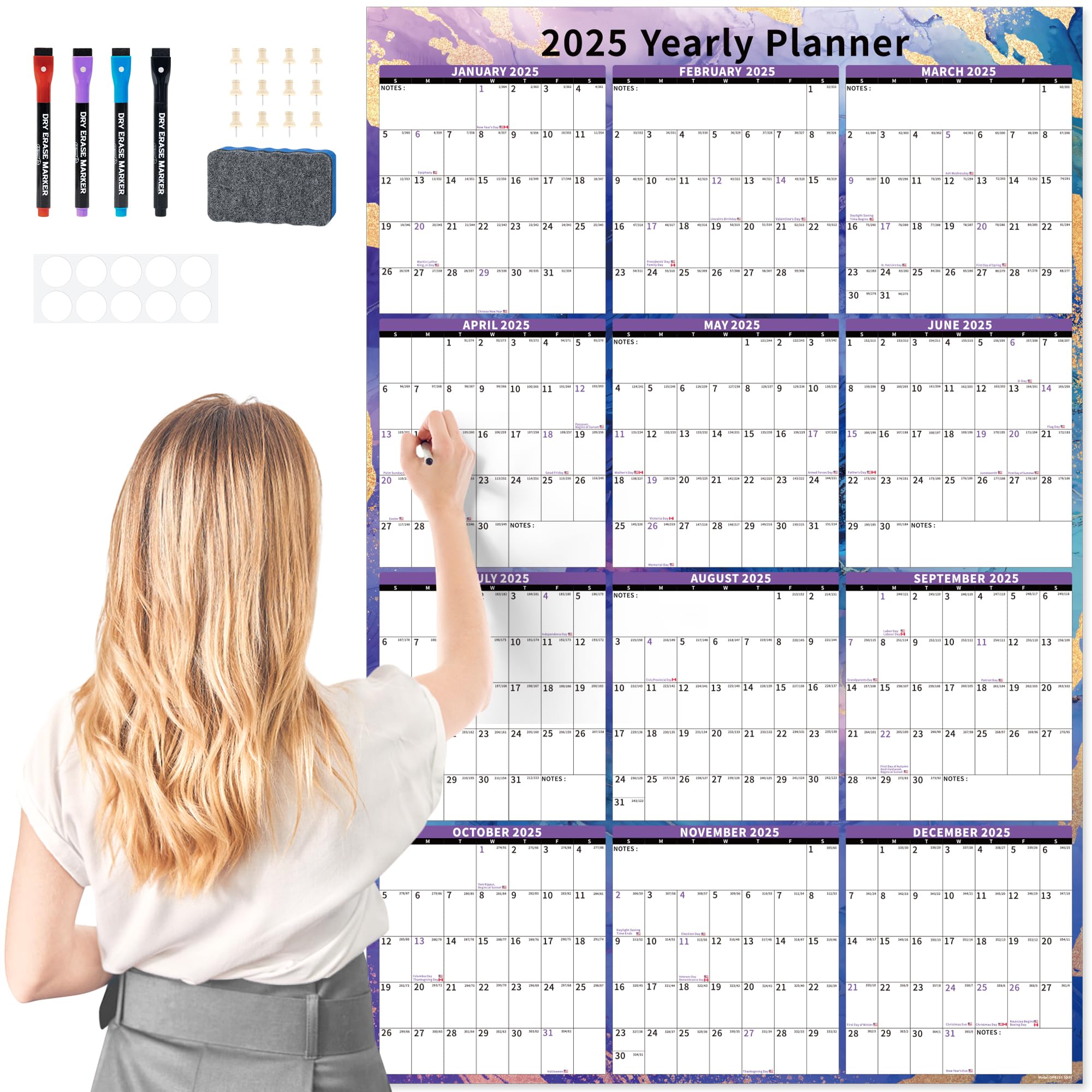 Snapklik Ospelelf Large Dry Erase Calendar For Wall 32 X 48