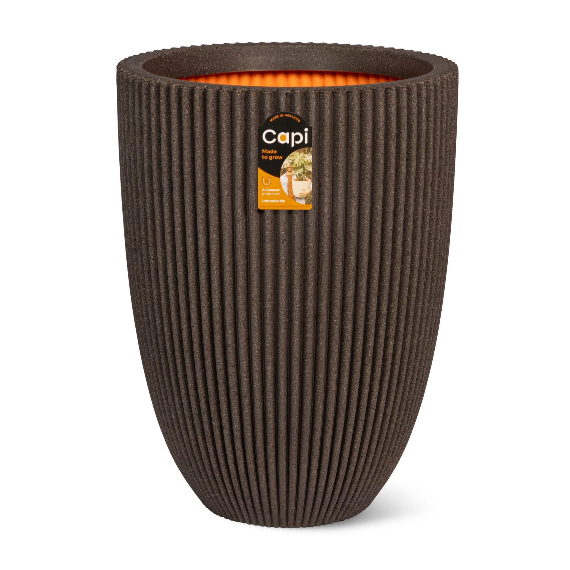 CAPI EUROPE - Vase Elegant Low Groove NL - 46x58 - Dark brown - Planter for indoor and outdoor use - Shatterproof - KGVDB783 โ image 1
