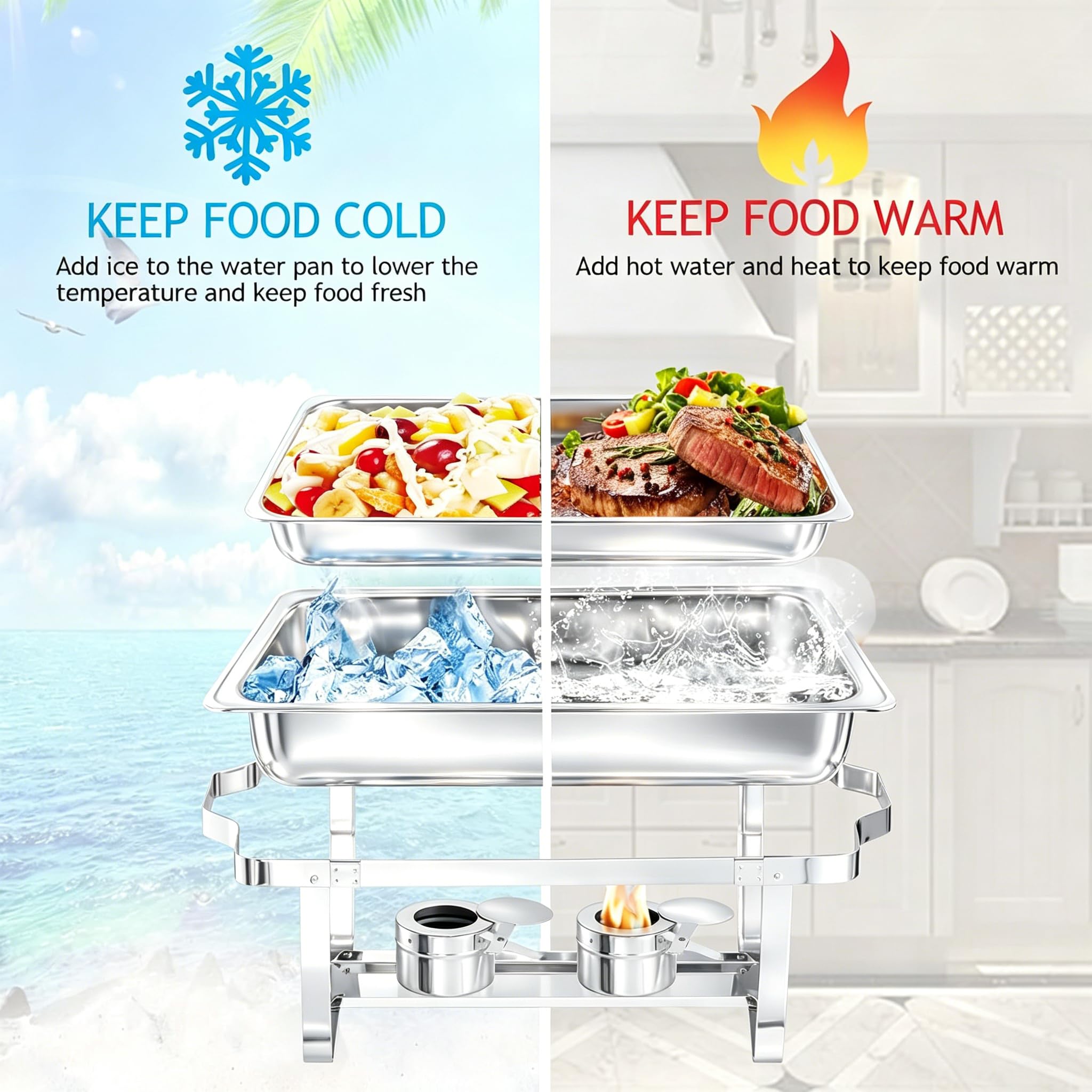 Chafing Dishes for Buffet, 4 Pack 9 Quart Stainless Steel Chafer Set — Amazon image 4
