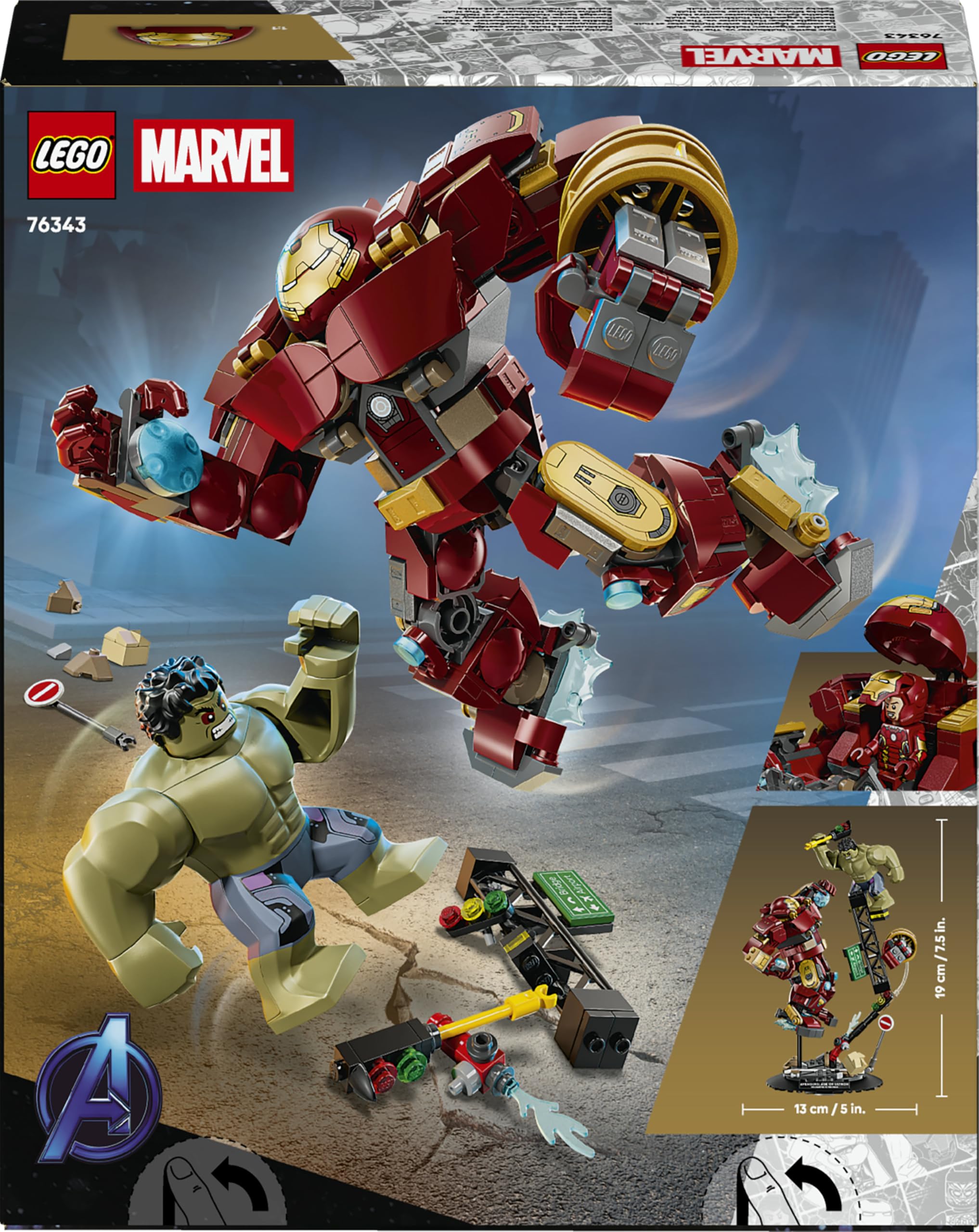 LEGO | Marvel Battaglia Epica: Hulkbuster vs. The Hulk - Giocattolo dei Supereroi con 2 Action Figure e Minifigure di Iron Man - Idea Regalo per Bambini da 9 Anni in su Fan degli Avengers - 76343