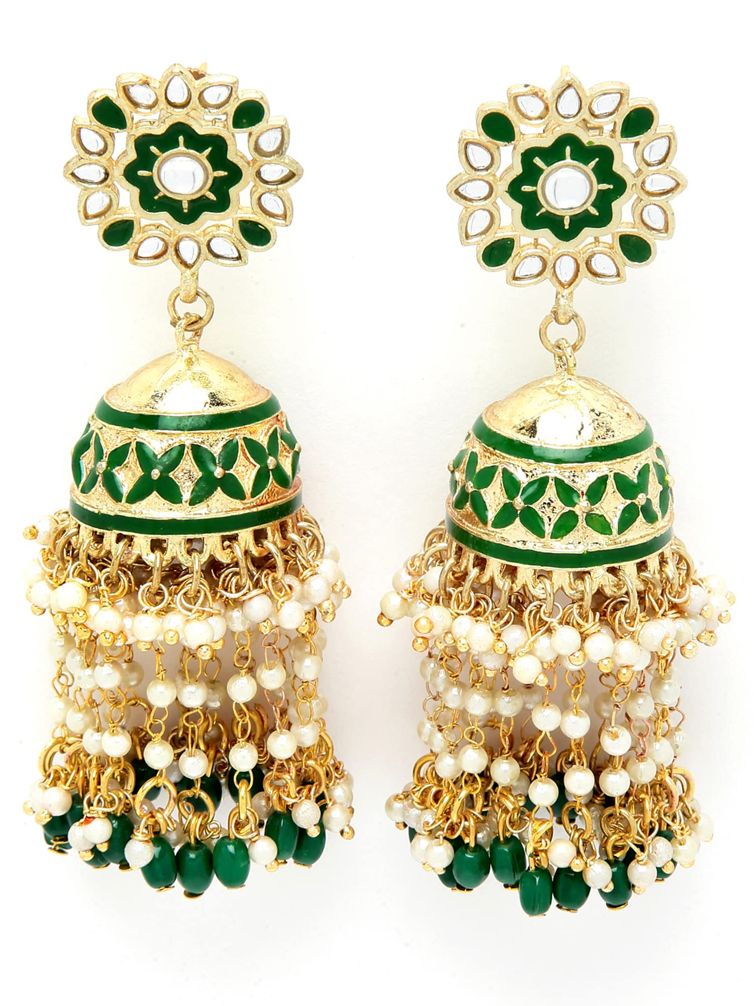 Karatcart Green Tumble Stone and Pearl Jhumki Earrings for Women (B0B3X7YQHL) Amazon Price History, Amazon Price Tracker