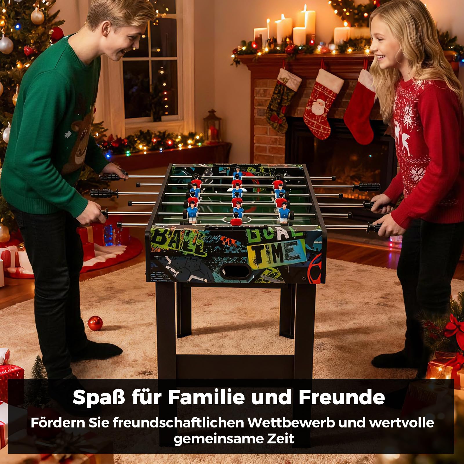 COSTWAY 2 in 1 Tischkicker mit abnehmbarer Tischplatte, Kickertisch mit 2 Bällen, 14 Spieler & Anzeigetafel, Tischfussball für Kinder & Erwachsene, Tischfußball für Zuhause, Büro & Bar, 86 x 51 x 69cm