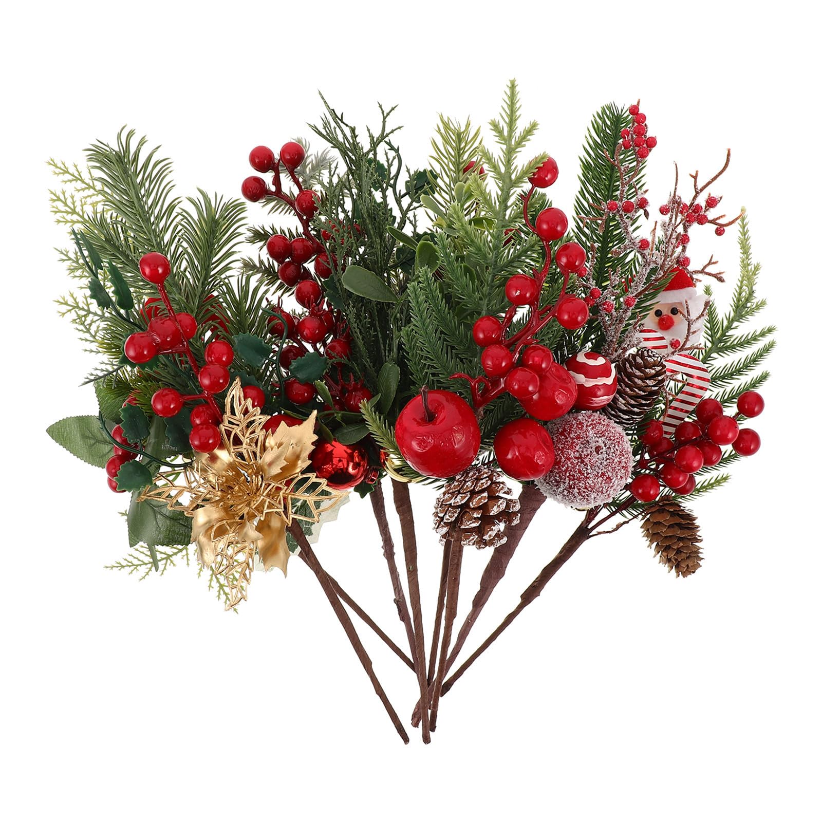 Branches de Noël artificielles rouges SHINEOFI, lot de 8 pièces en PVC pour décoration hivernale