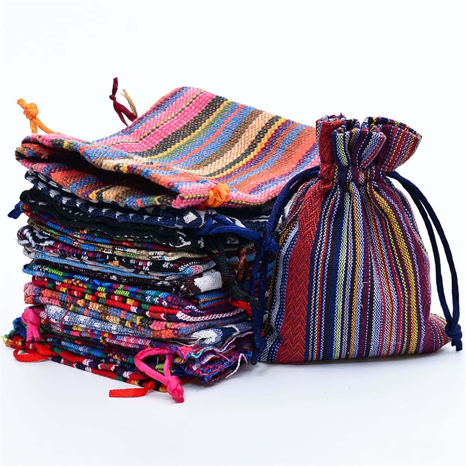 30 Pack Mexican Fiesta Mini Drawstring Gift Bag Egyptian Style Jewelry Coin Pouches Cotton Linen Muslin Burlap Bags for Candy Mexican Themed Fiesta Loteria Party Decorations