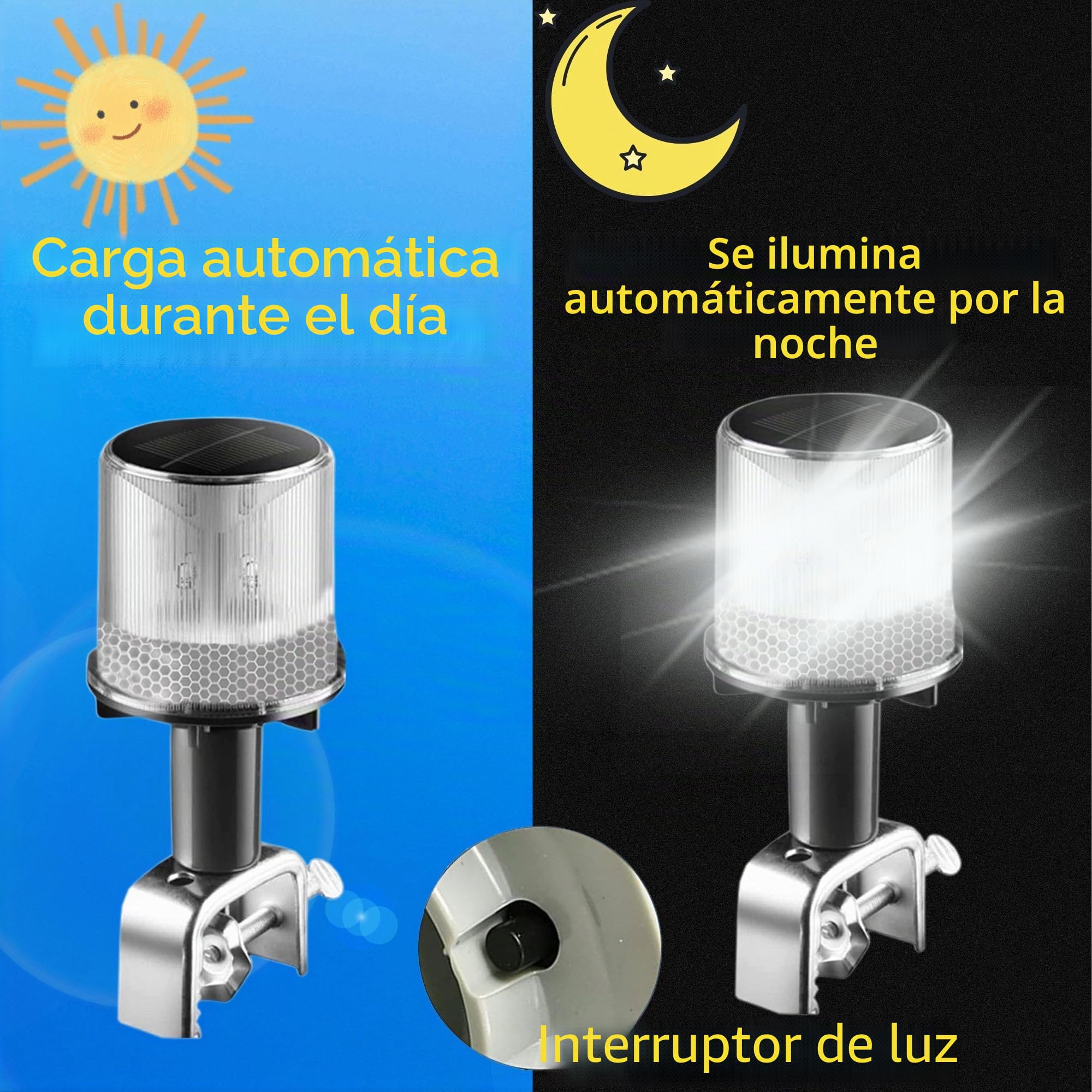 Cloud Fire Luces de navegación para barcos, luz de ancla, luz solar LED superior 0,5 nm con soporte, IP67, resistente al agua, luz navegación 360° para pescadores, barcos, carreteras