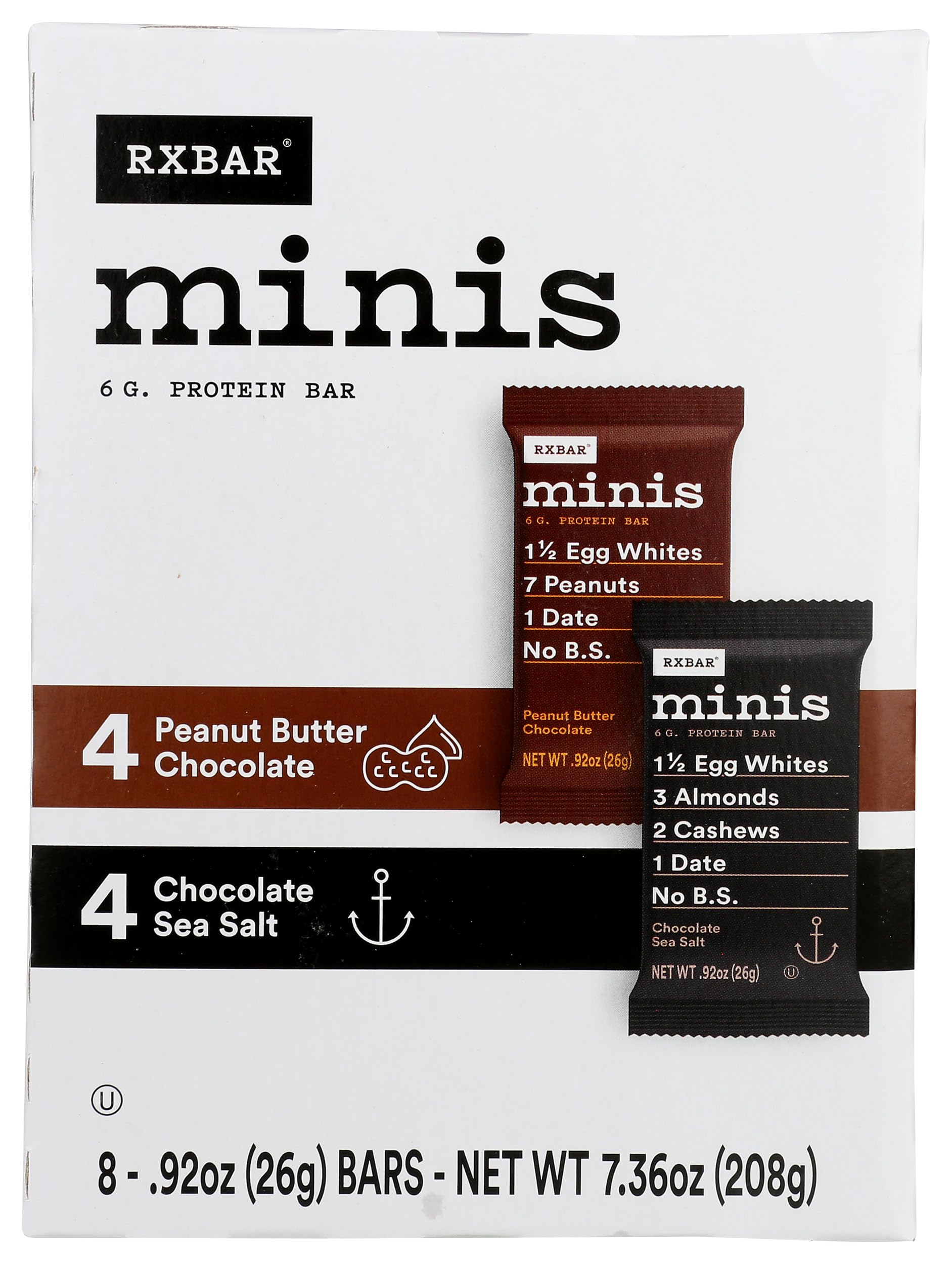 Protein Bar Minis by Rxbar – Mini, BAR MINI CHC SSLT PB 8CT, Pack of 6