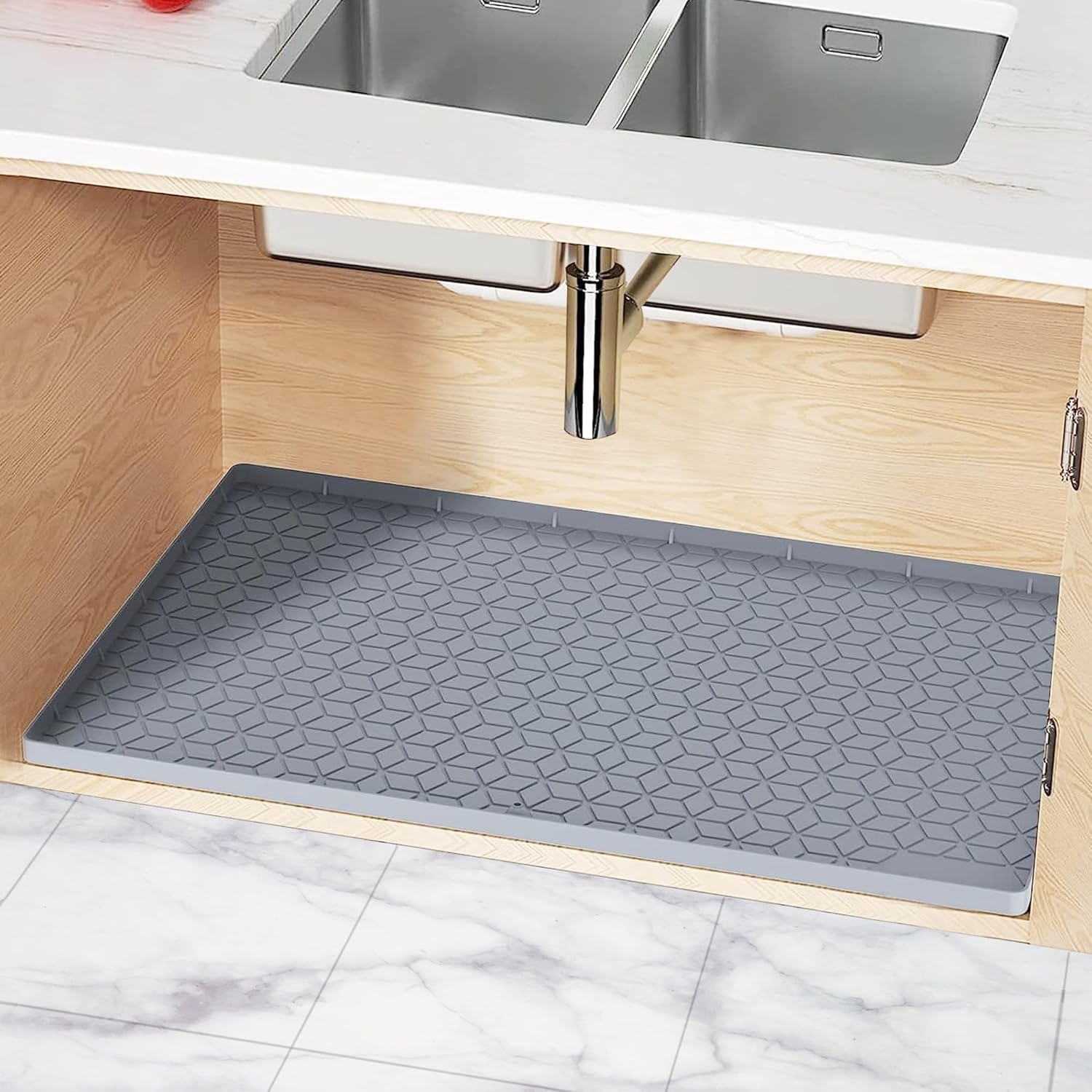 Under Sink Mat, 34’’ * 22’’ Silicone Waterproof Mat, Under