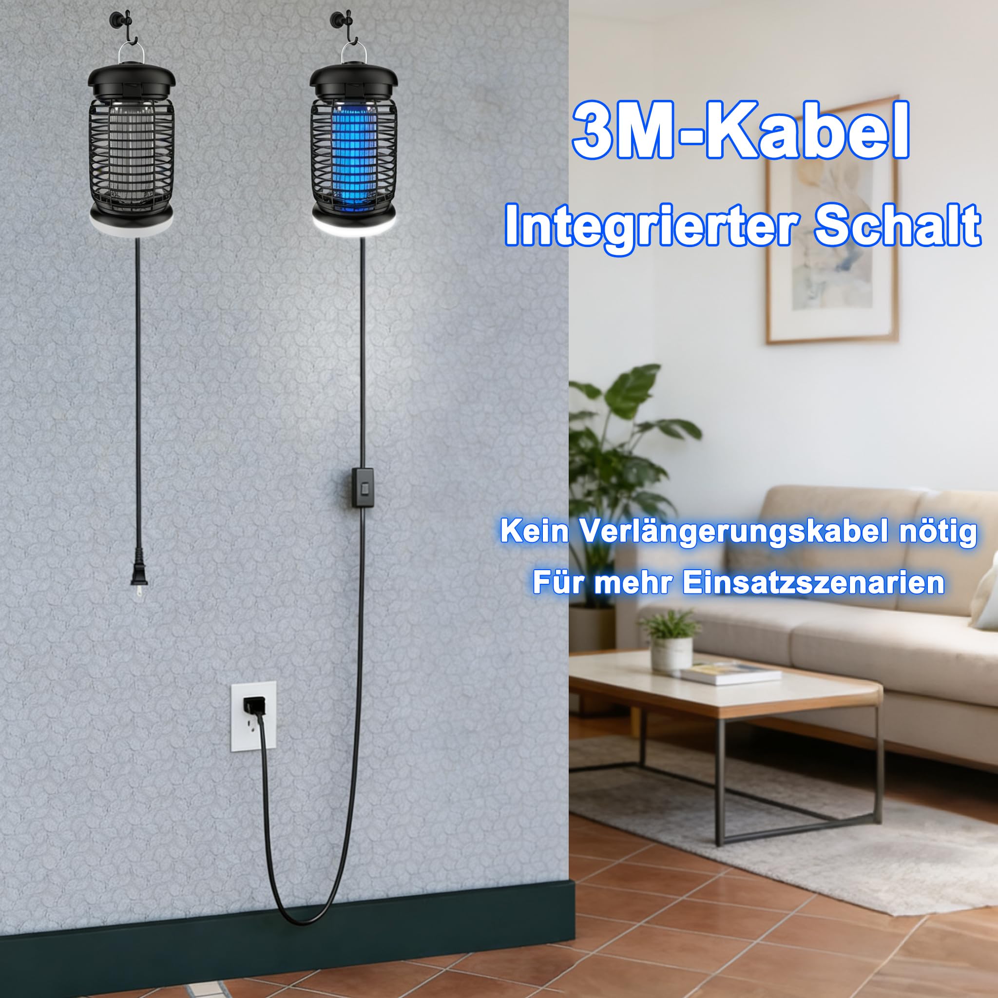 Insektenvernichter 3m Kabel + 1pcs 15W UV Ersatz Birne