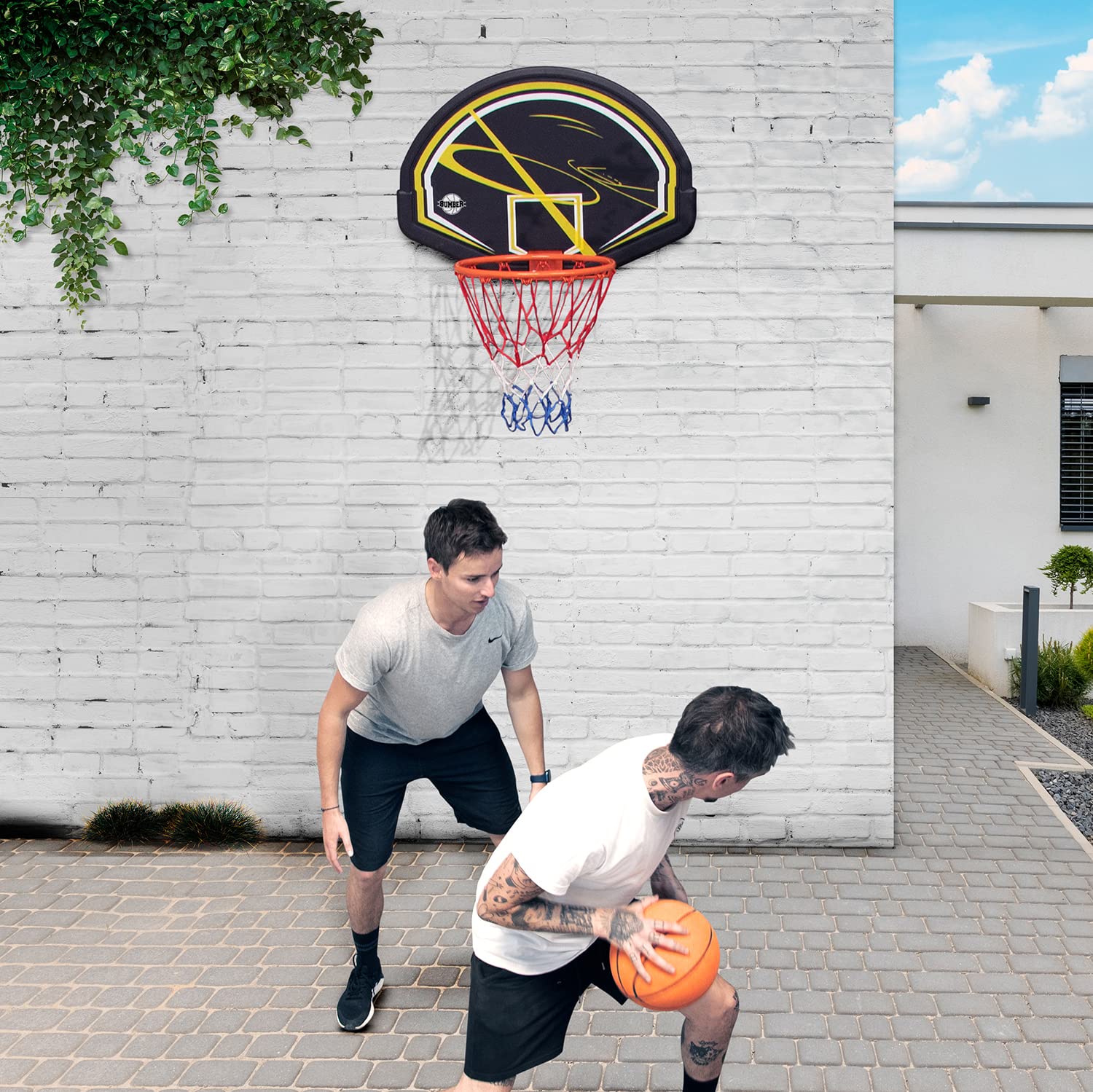 BUMBER Panneau de Basket Memphis Intérieur/Extérieur avec Fixation Porte et Murale incluses, Noir