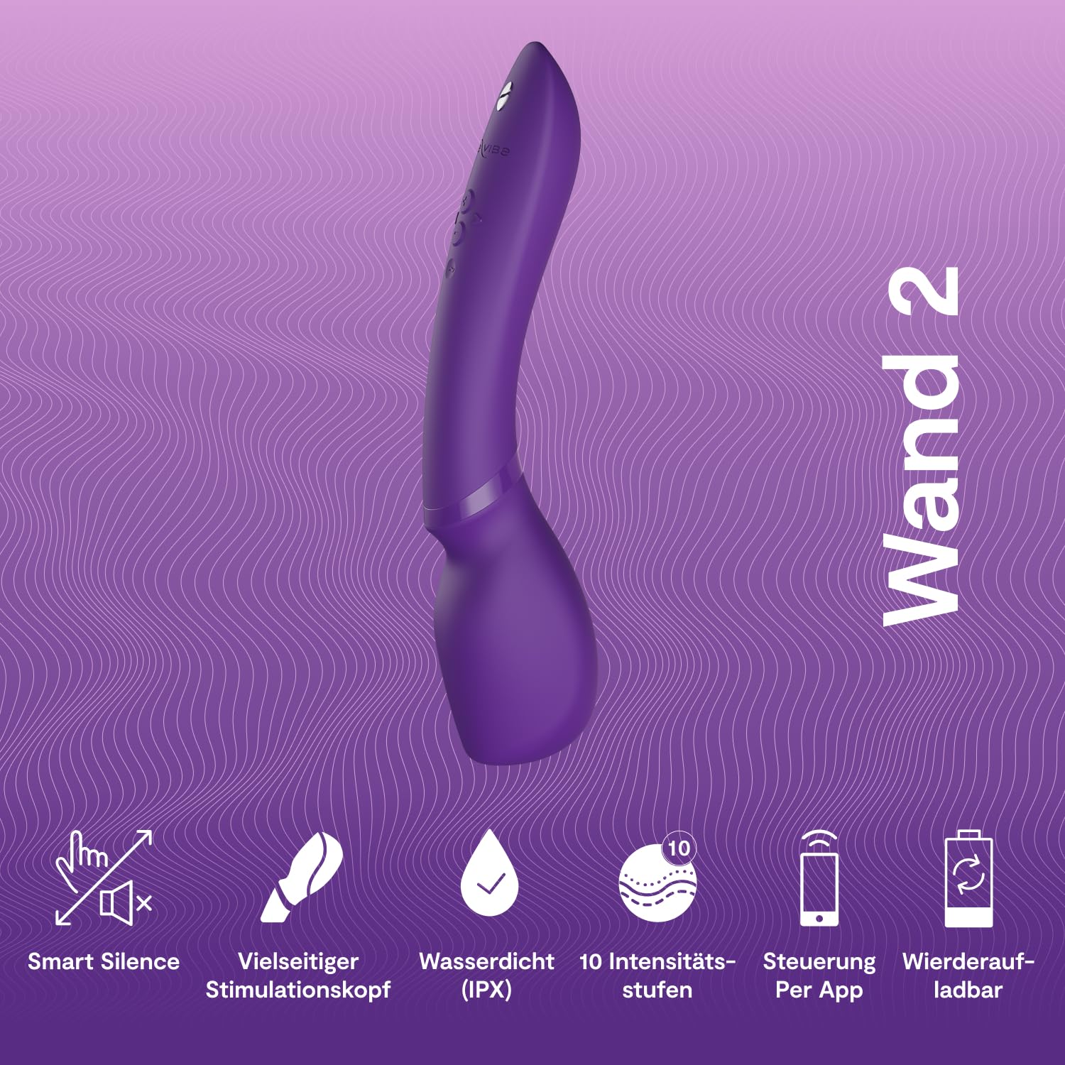 We-Vibe Wand 2 Massagestab-Vibrator- Kabelloser Massagestab App Steuerung - Sexspielzeug für Frauen - 10 Intensitätsstufen - Extrem Leise - Wasserdicht - Wiederaufladbar
