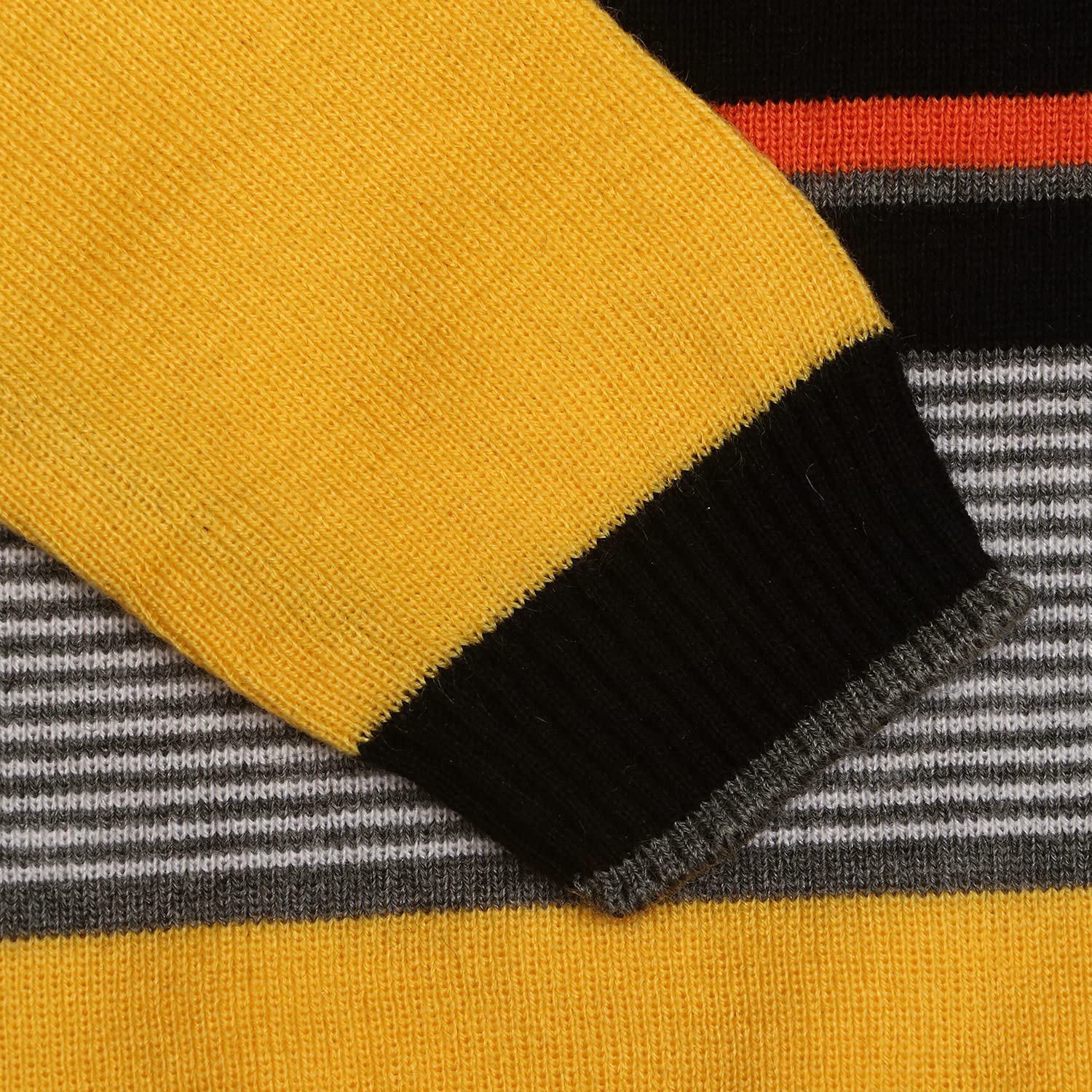 KNITCO Boys Woollen Sweater Yellow Color Striper Regular fit Full Sleeves (5-6 Years) - Image 5 thumbnail