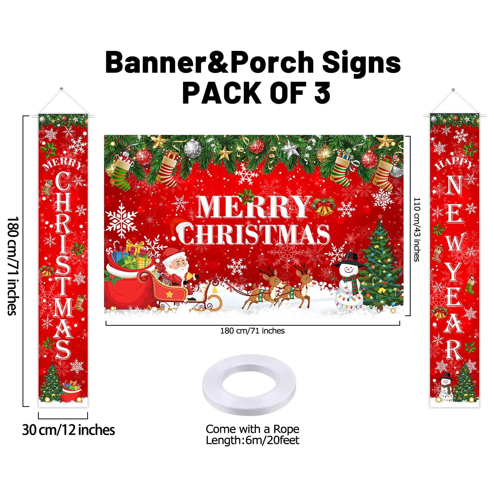 Avezano Merry Christmas Santa Door Banner - 71x35 Inch Holiday Door Cover Decor For Indoor & Outdoor - View #3