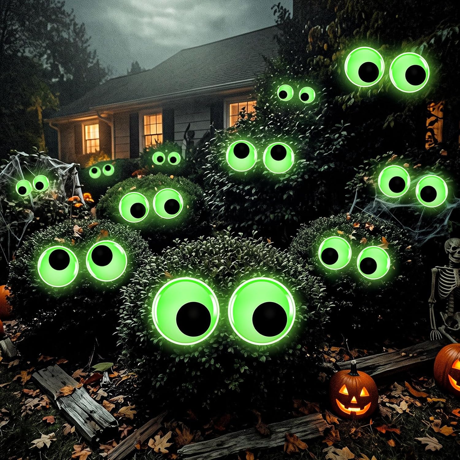 12 Pcs Luminous Googly Eyes for Bushes, Giant 3D Wiggle Eyes