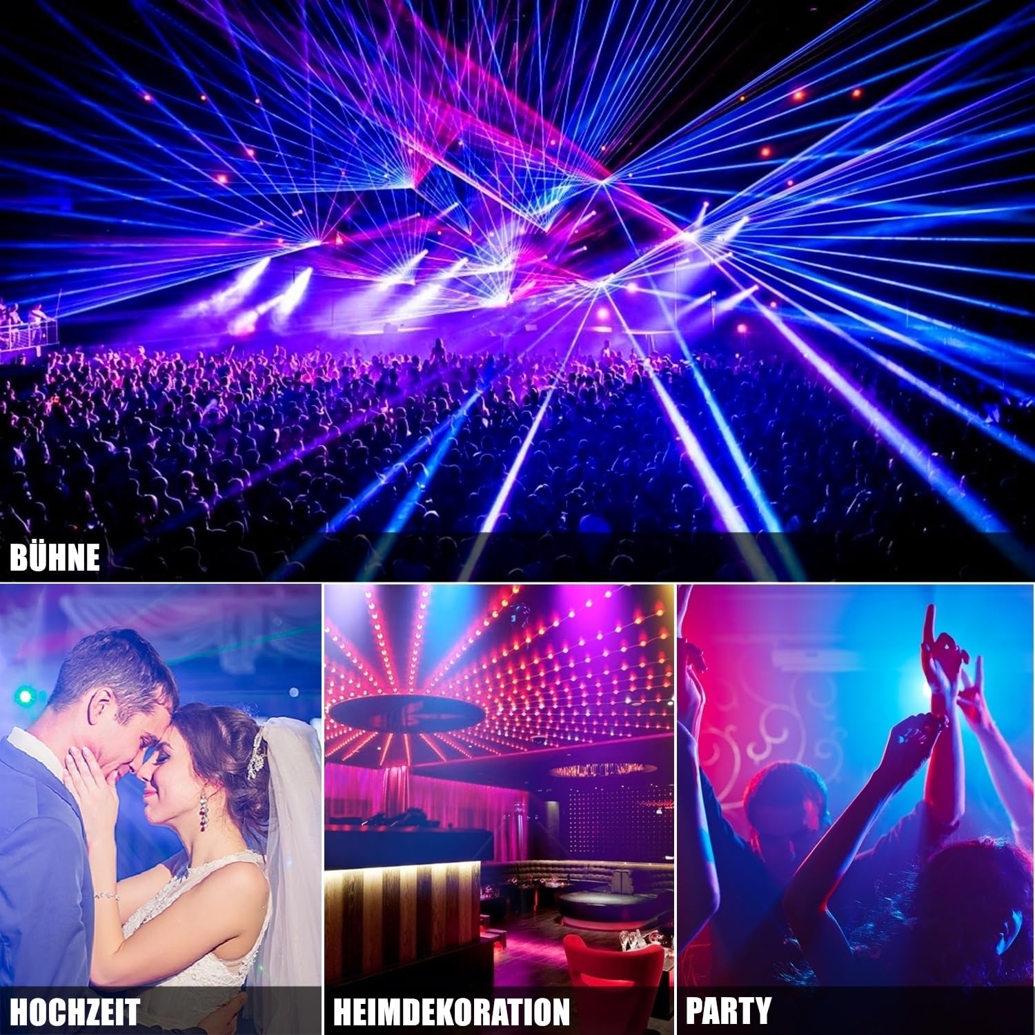 Par Licht Bühnenlicht, 36 LED RGB Partylicht Strahler Discolicht DMX Scheinwerfer mit Fernbedienung 4Modi Light für Bar, Bühnen, Party, DJ, Halloween, Weihnachten - 8Packs