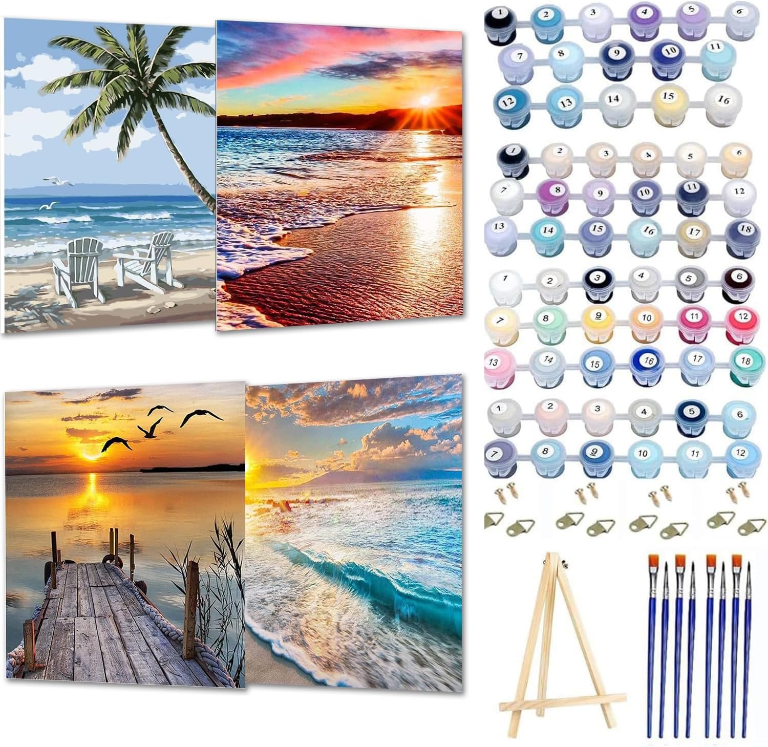 WUDWL 6 Pack Paint by Numbers Kit for Adults Kids, Adults Paint by Numbers Kits, Number Artist Flowers and Plants DIY Acrylic Oil Painting Number Kits for Home Wall Decor Gifts 12x16 Inch