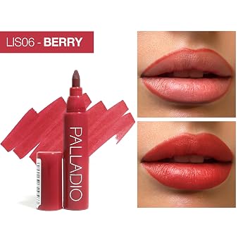 Palladio Lip Stain, Hydrating and Waterproof Formula, Matte Color Look, Longlasting All Day Wear Lip Color, Smudge Proof Natural Finish, Precise Chisel Tip Marker, Berry | Matte Color Look, Long-lasting All Day Wear Lip Color, Smudge Proof Natural Finish, Precise Chisel Tip Marker