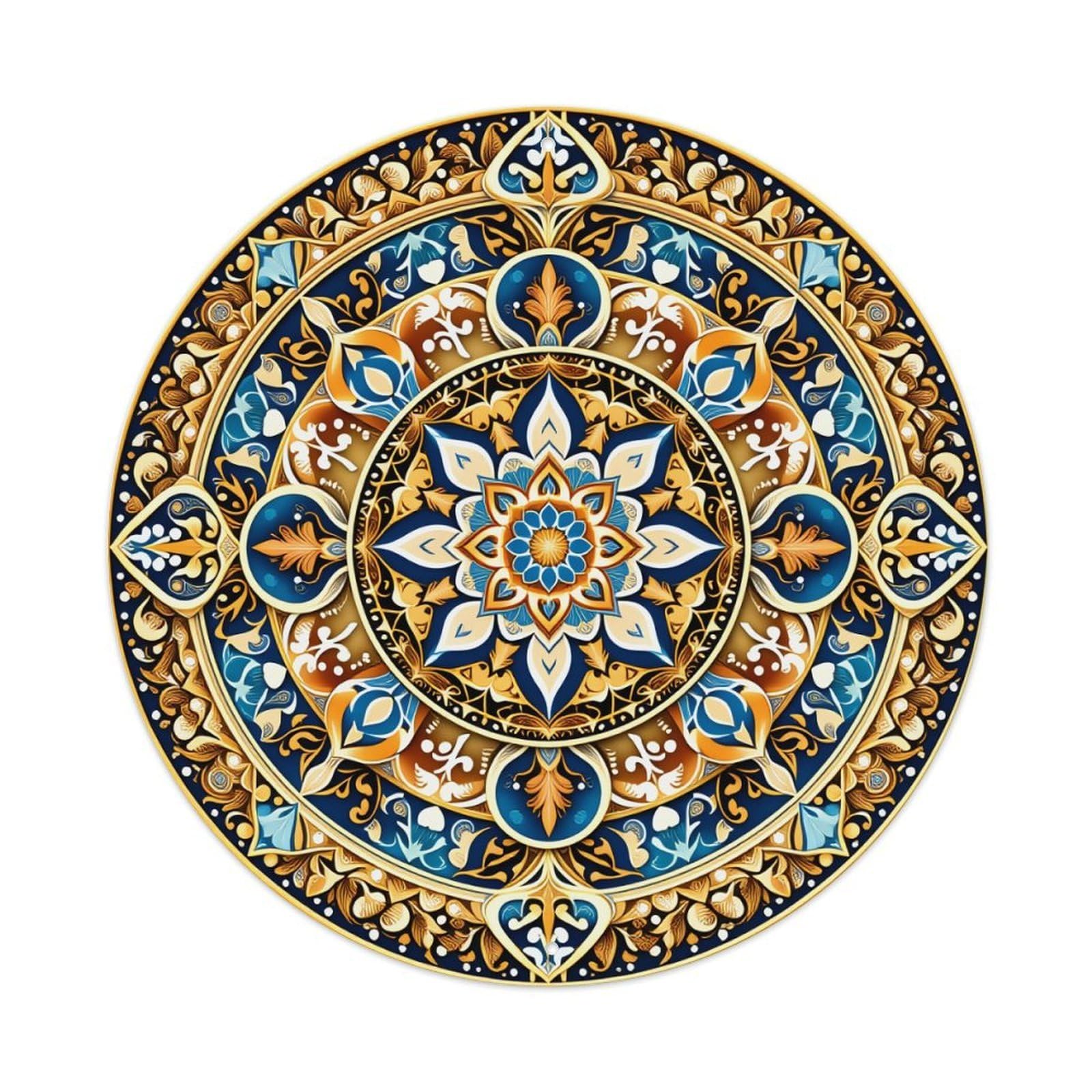 Ornate Mandala Pattern Design Art Round Tin Sign Vintage Metal Poster, Home Bar Garage Man Cave Cafe Indoor & Outdoor Wall Decoration 8x8Inches