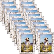 PETAFLOP Wooden 4x6 Picture Frame Set of 18, White Distressed Photo Frames Fits 4 by 6 for Wall or Tabletop Display, CH2309063