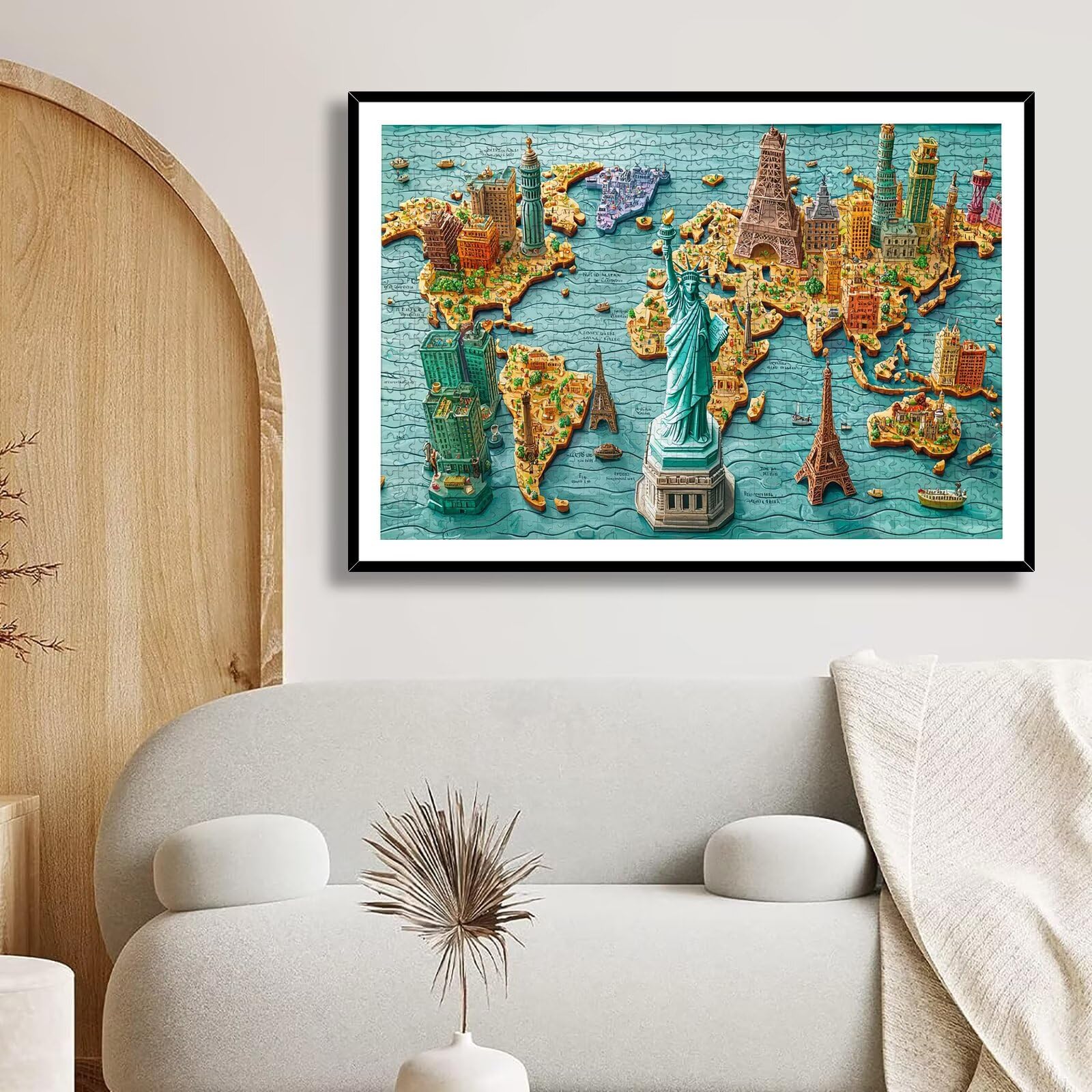 Puzzle 3000 Piezas Mapa, Puzzle Viajar con Caja para Adultos, 122x81cm, DIY 3000 Piezas Rompecabezas Madera para Adultos, Rompecabezas Desafiante para Decoracion Hogar y Paredes, Regalo Mujer, -8955