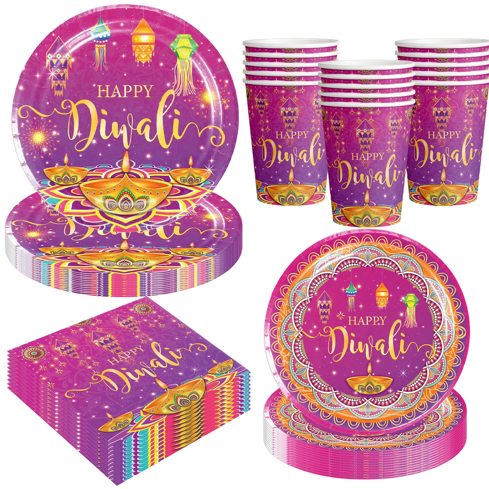 Amazon.com: Diwali Party Supplies,Happy Diwali Party Decorations Paper ...