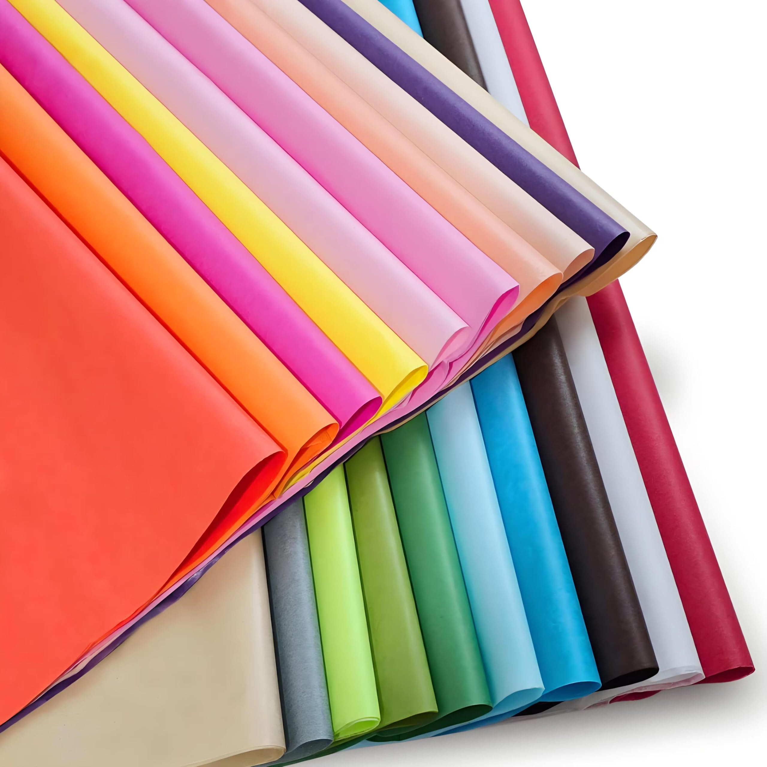 PMLAND Premium Quality Gift Wrap Tissue Paper 100 Sheets Large 26x20 inches - Bulk Pack in 20 Assorted Colors for Gift Bags Birthdays Weddings Parties Holiday Crafts Decorations