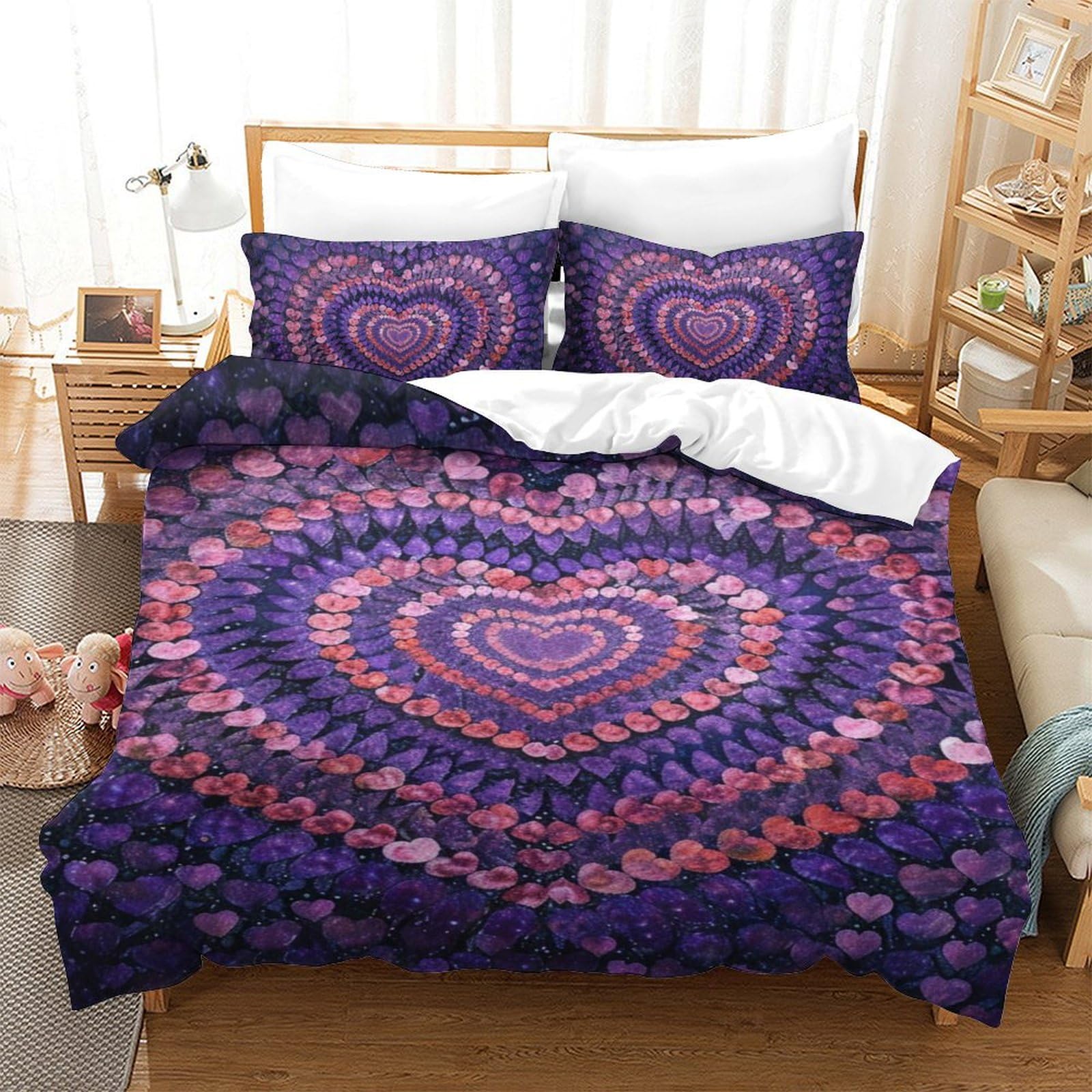 Parure de lit Amour microfibre anti-plis et facile à laver pour lit enfant 140x200cm