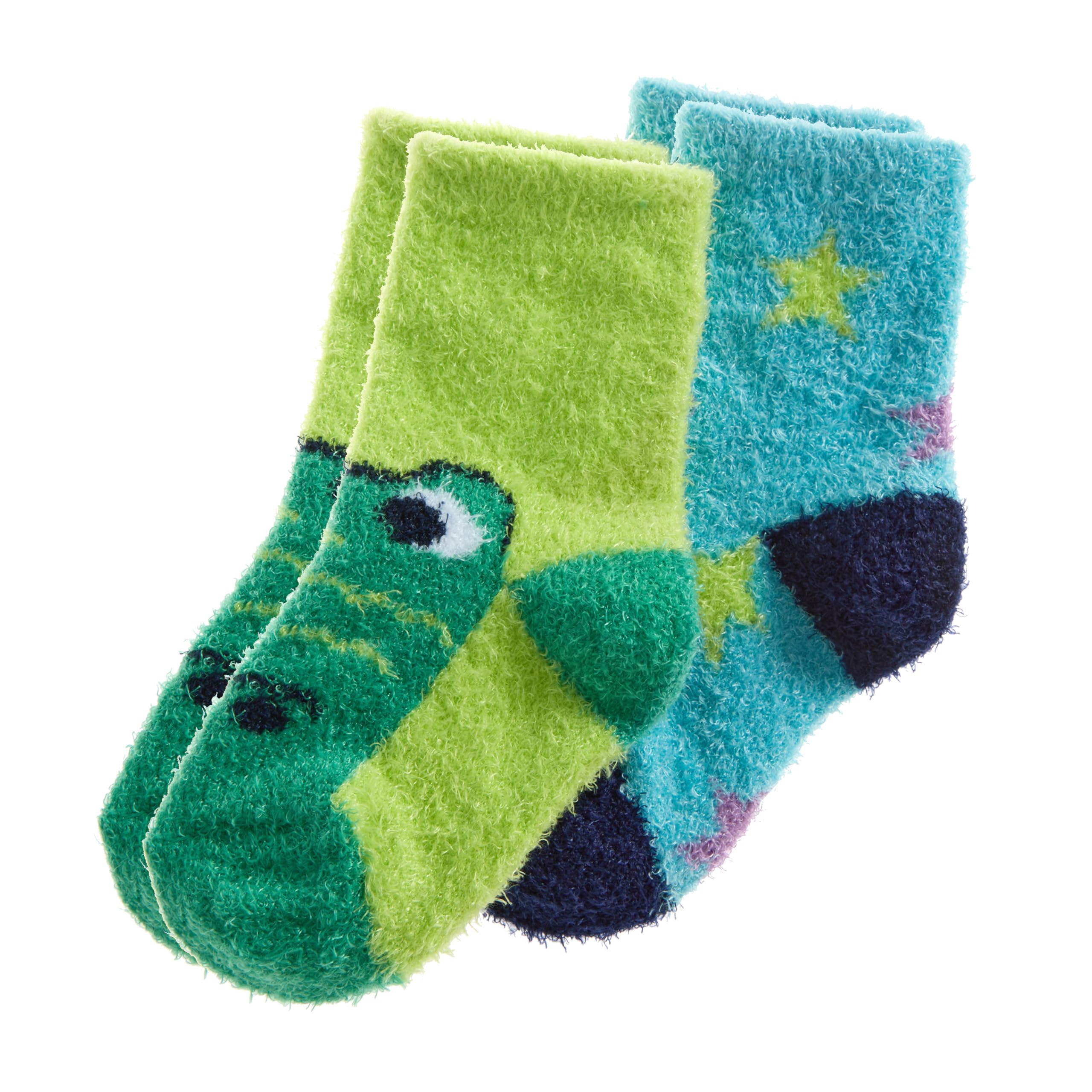 Metzuyan Men's 2 Pairs Crocodile Ws-Aw23 Baby Boys 2 Pairs Fluffy Snuggle Socks Green Crocodile 0-2.5