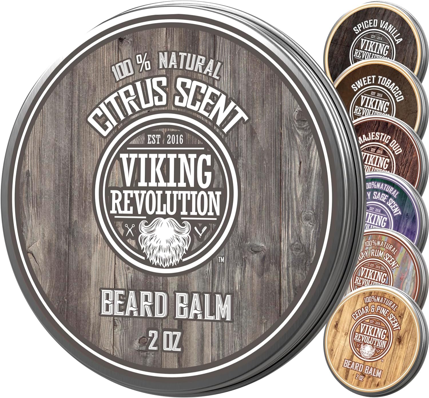 Viking Revolution Beard Balm – All Natural Grooming Treatment with Argan Oil & Mango Butter – Strengthens & Softens Beards & Mustaches – Citrus Scent Leave in Conditioner Wax for Men – 1 Pack