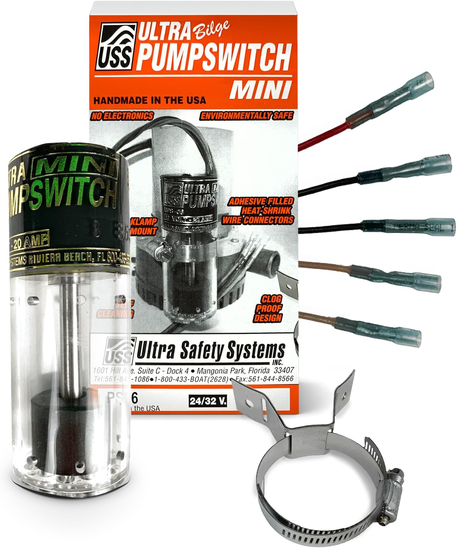 ULTRA Bilge Pumpswitch Mini Float UPS-06, High Water Level Sensitivity Sensor, Reliable Automatic Pump Switch Activation for Boats and Yachts, Durable Construction, 12 Volt - Mini