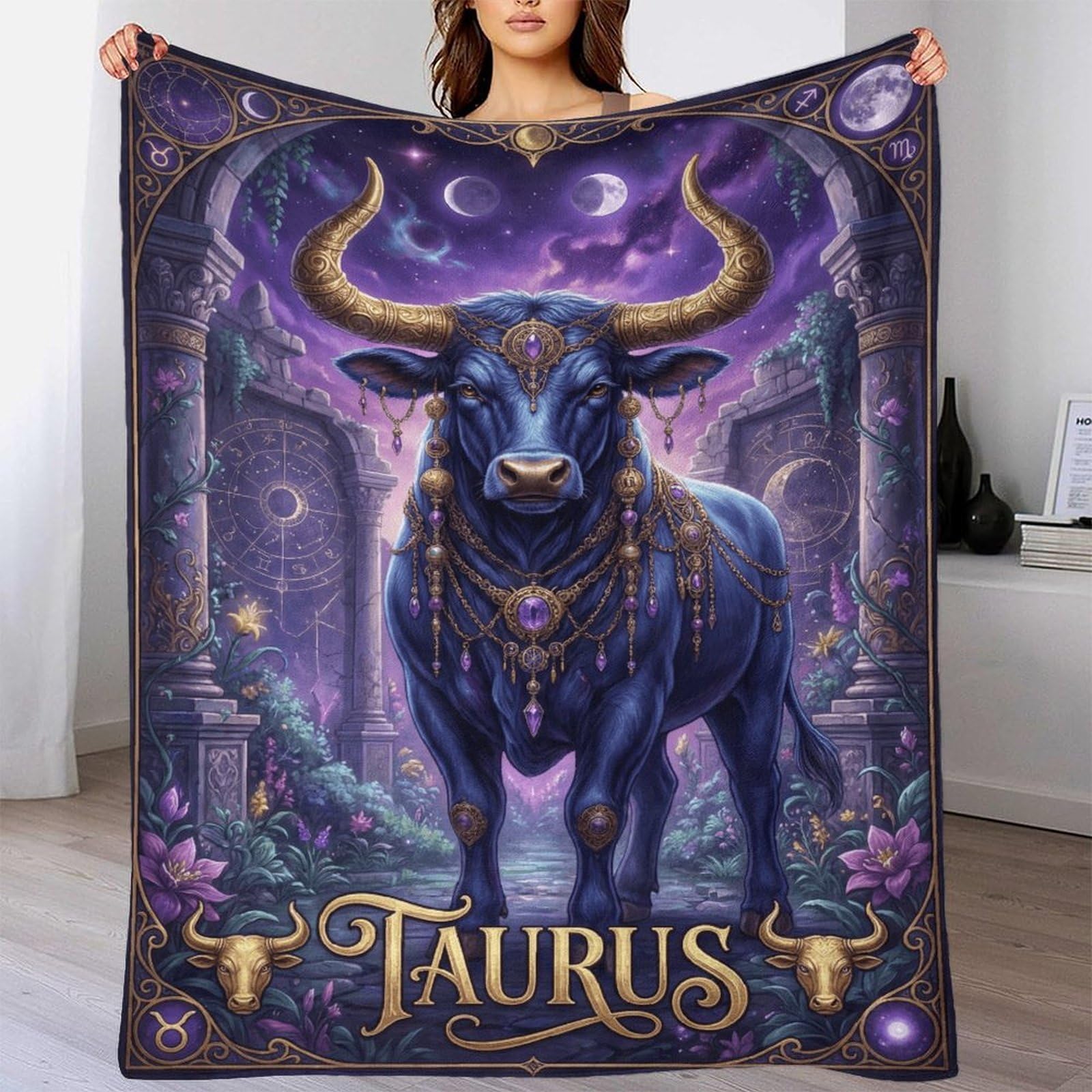 W7C8U2X3 Taurus Zodiac for for Flannel Throw Blanket, Bed Bedroom Sofa
