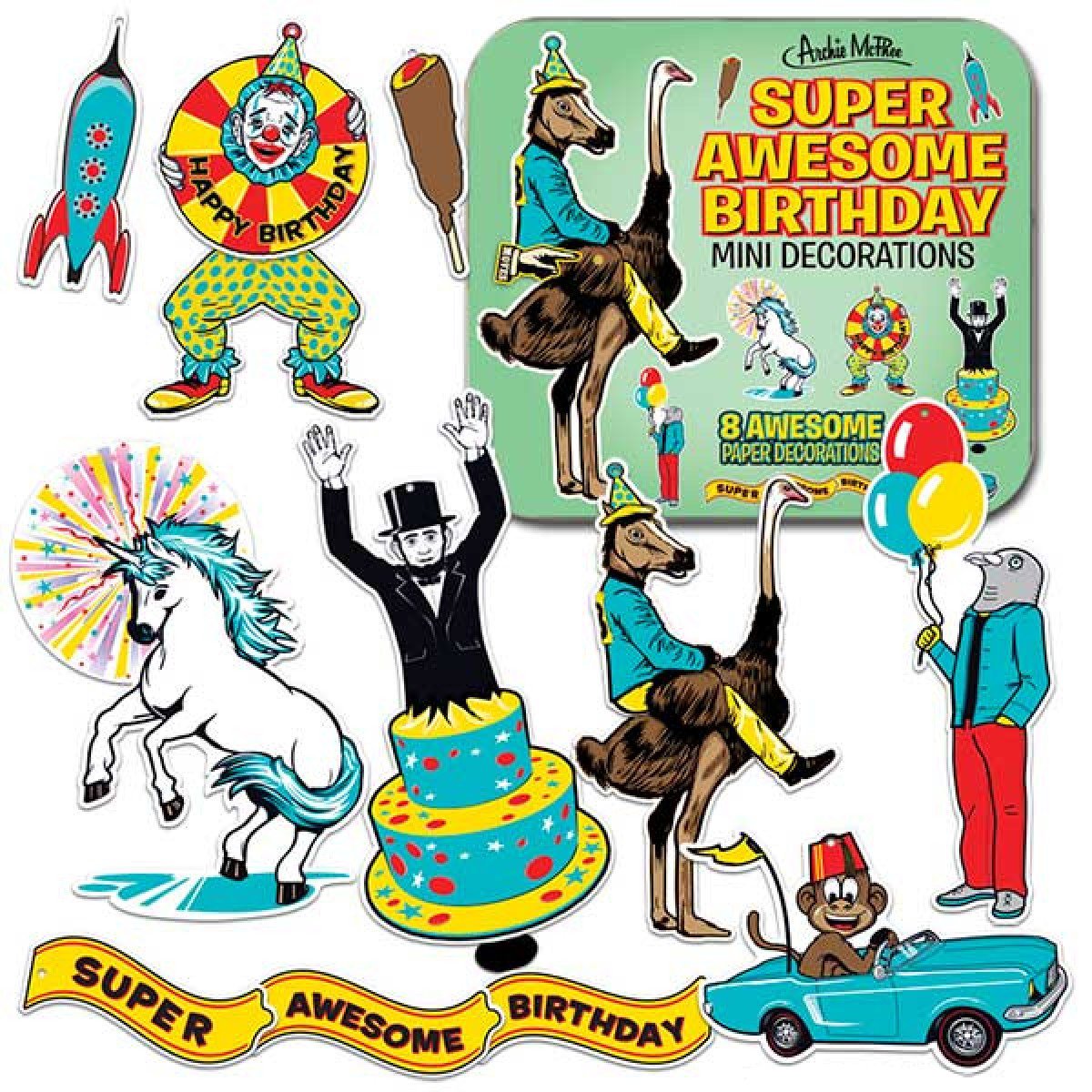 Archie McPhee Super Awesome Birthday Mini Decorations