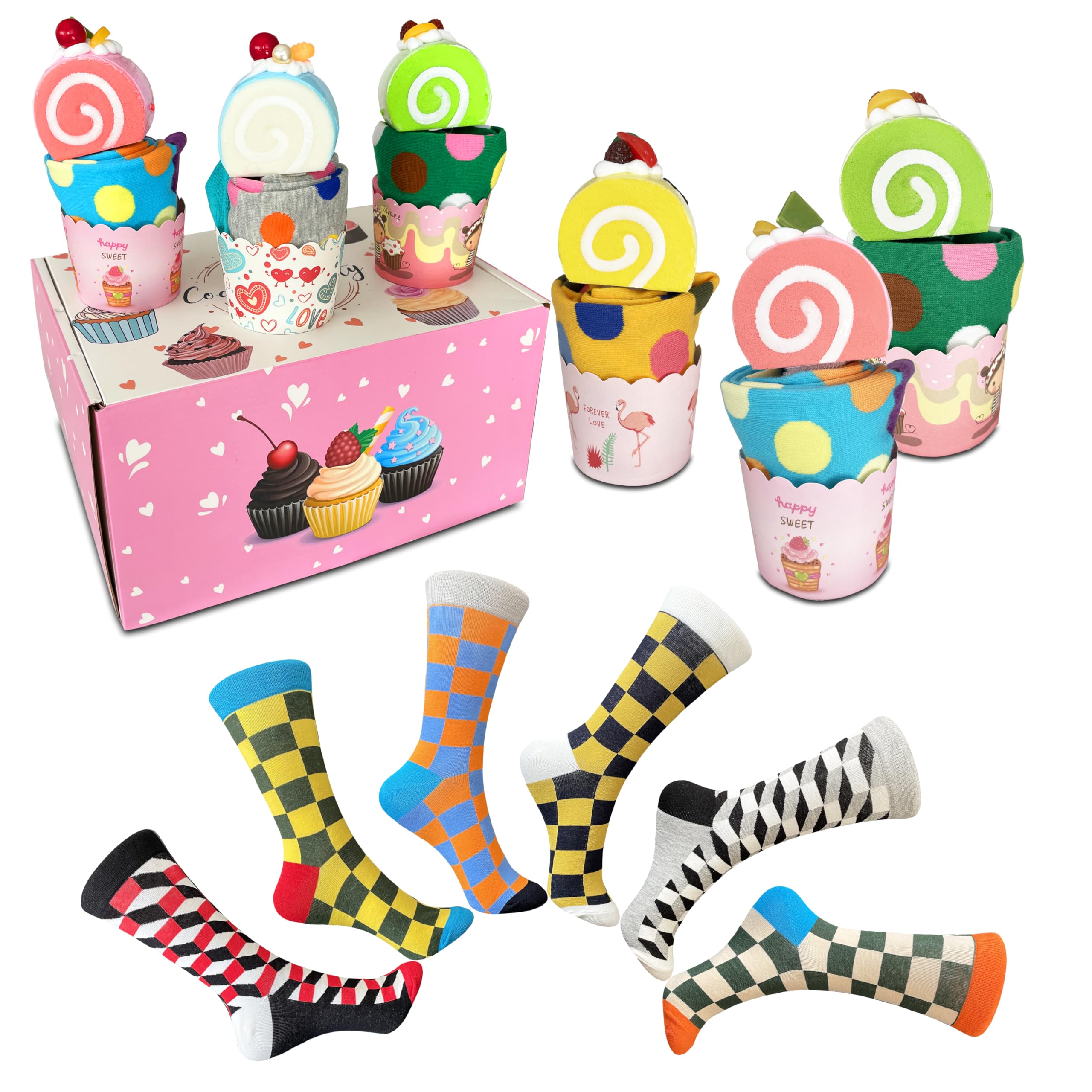 Chaussettes rigolotes pour cocooning à la maison avec le pack de 6 Cupcakes - 7