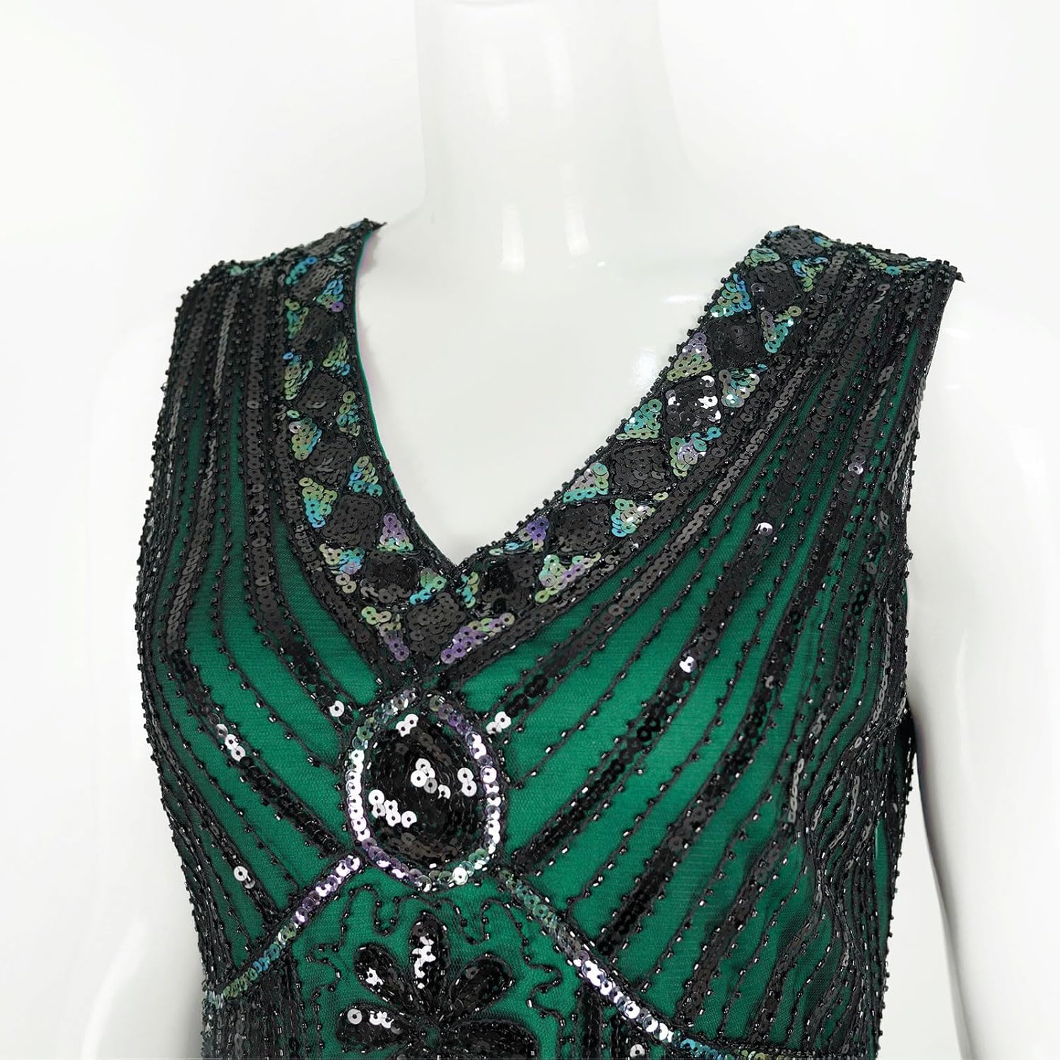 Women's 1920s Flapper Dress Vintage Lace Fringed Gatsby Cocktail Dress with 20s Accessories Set - Image 6