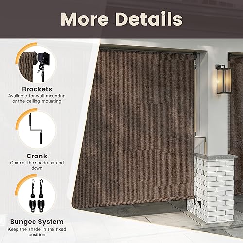 Miniatura 10 de VICLLAX Persiana enrollable de tela para porche, kiosco, patio sin cables, persiana enrollable (7 pies de ancho x 8 pies de largo), gris antracita