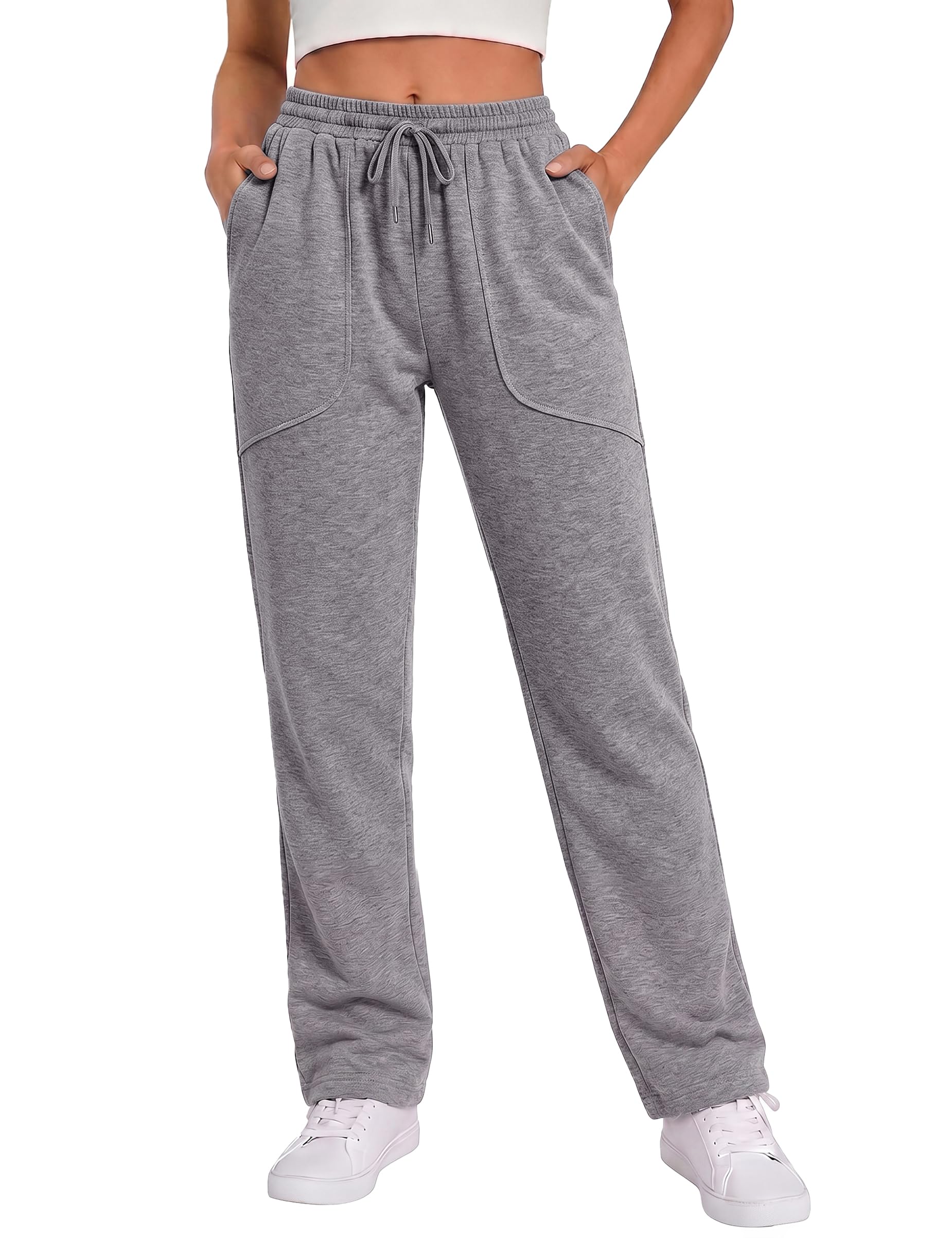 Aseniza Jogginghose Damen Sporthose Lang Trainingshose Gerades mit Taschen | Freizeithose Damen Sweatpants Joggpants für Yoga, Fitness, Freizeit, Golf, Training, Laufen