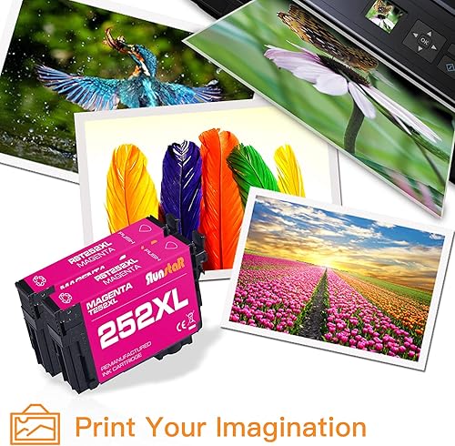Miniatura 6 de Run Star Paquete de 2 cartuchos de tinta remanufacturados magenta 252XL de repuesto para Epson 252XL T252XL uso para impresoras Epson Workforce