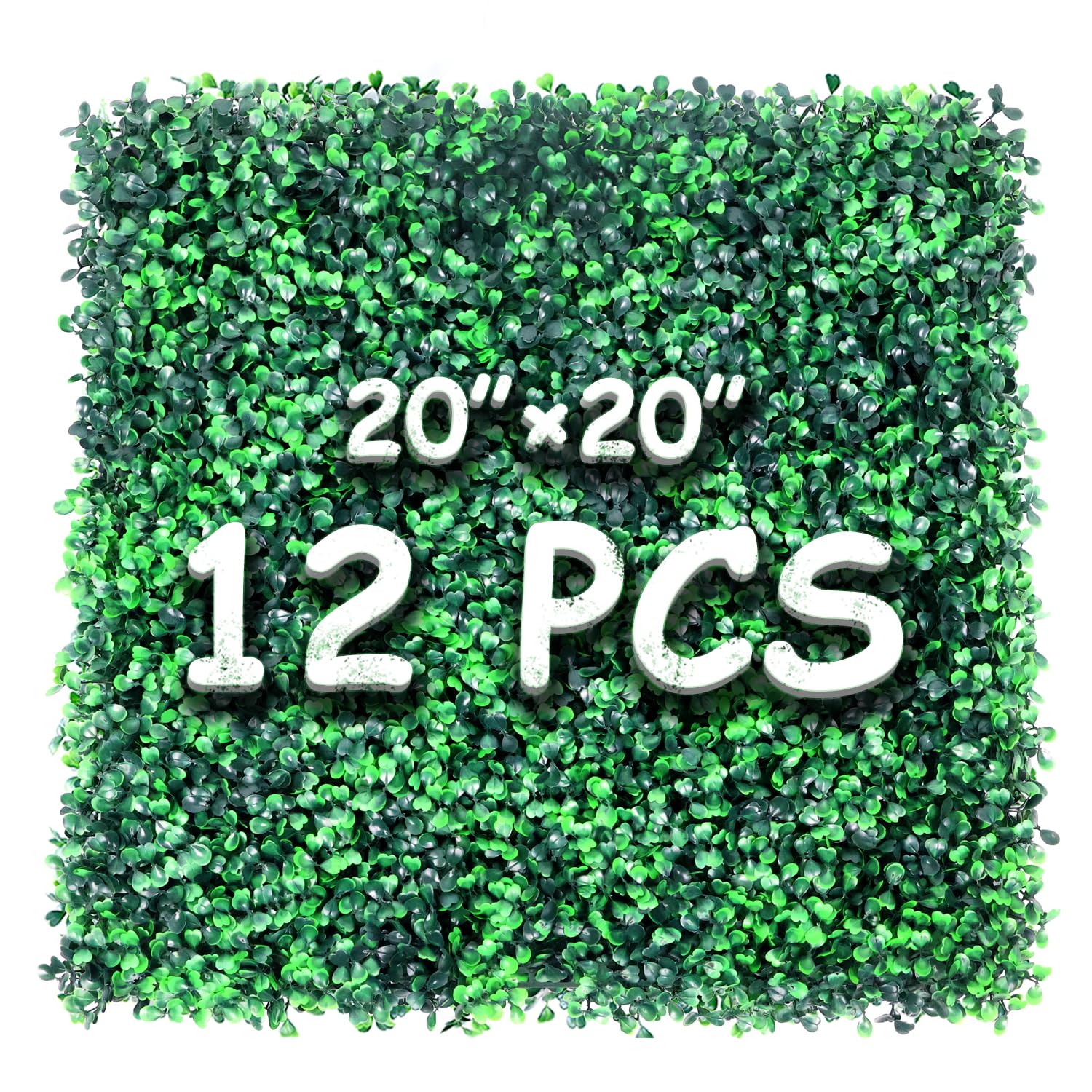 12 Pieces 20” X 20” (33.3 Sq.Ft) Artificial Hedge Boxwood Panels UV Protected Boxwood Hedge Grass Wall Green Greenery Plant Mats Backdrop Panels for Indoor Garden Backyard Fence