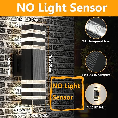 Miniatura 10 de ZSMAIKU Outdoor Light Fixture, IP65 Wall Light Fixtures for Porch Patio Garage,Warm White 3000k, 2 Pack (Black, 2Packs 2-Tier)