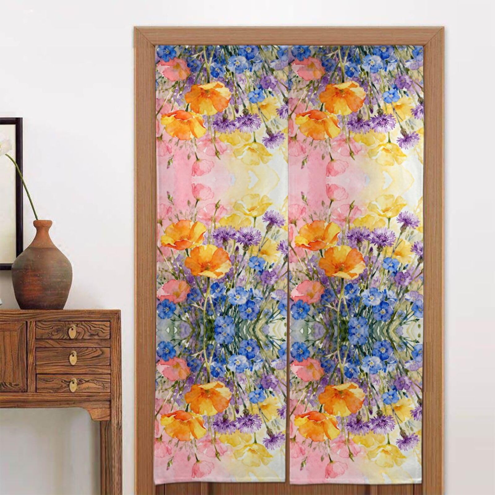 CNTDBU Dopamine Wildflowers Door Curtain 34x56 Inch-Room Divider Panel for Privacy, Entryway Screen for Kitchen Bedroom